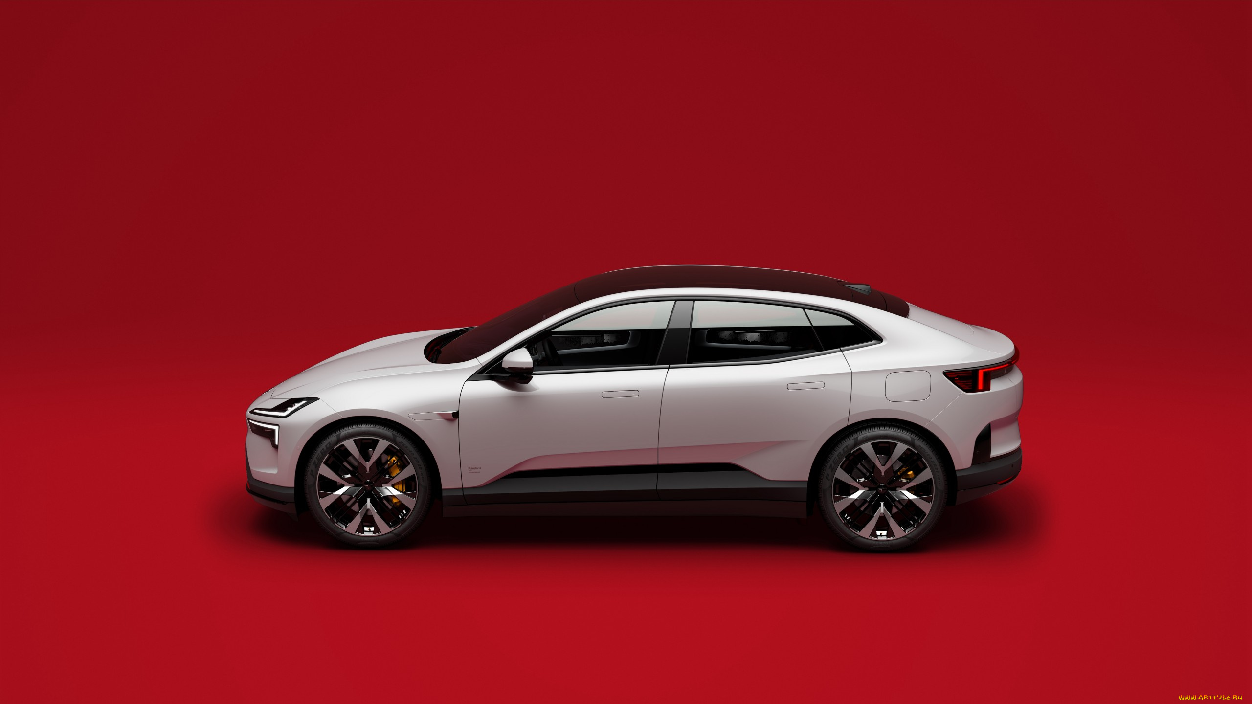 polestar, 4, , 2023, автомобили, polestar, polestar4, авто, года, красный, фон, профиль, задний, полный, привод, кроссовер, автошоу, шанхай, год