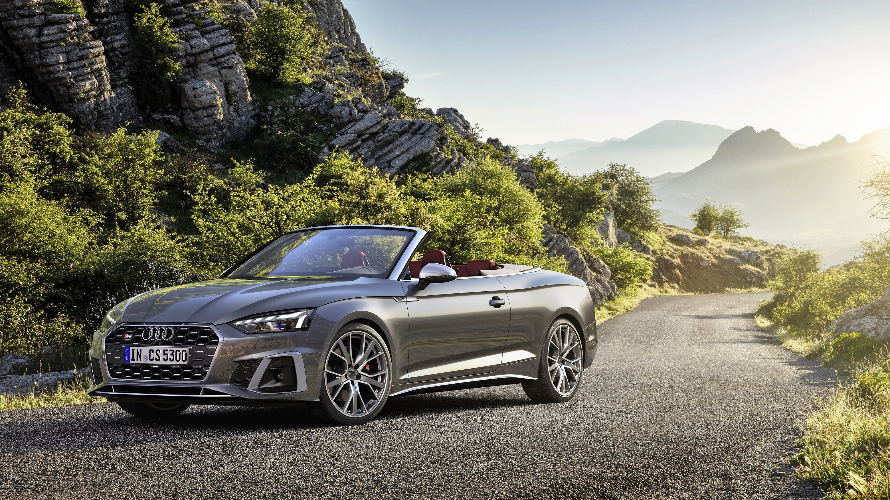 audi, s5, tfsi, convertible, автомобили, audi, серый, горы, дорога