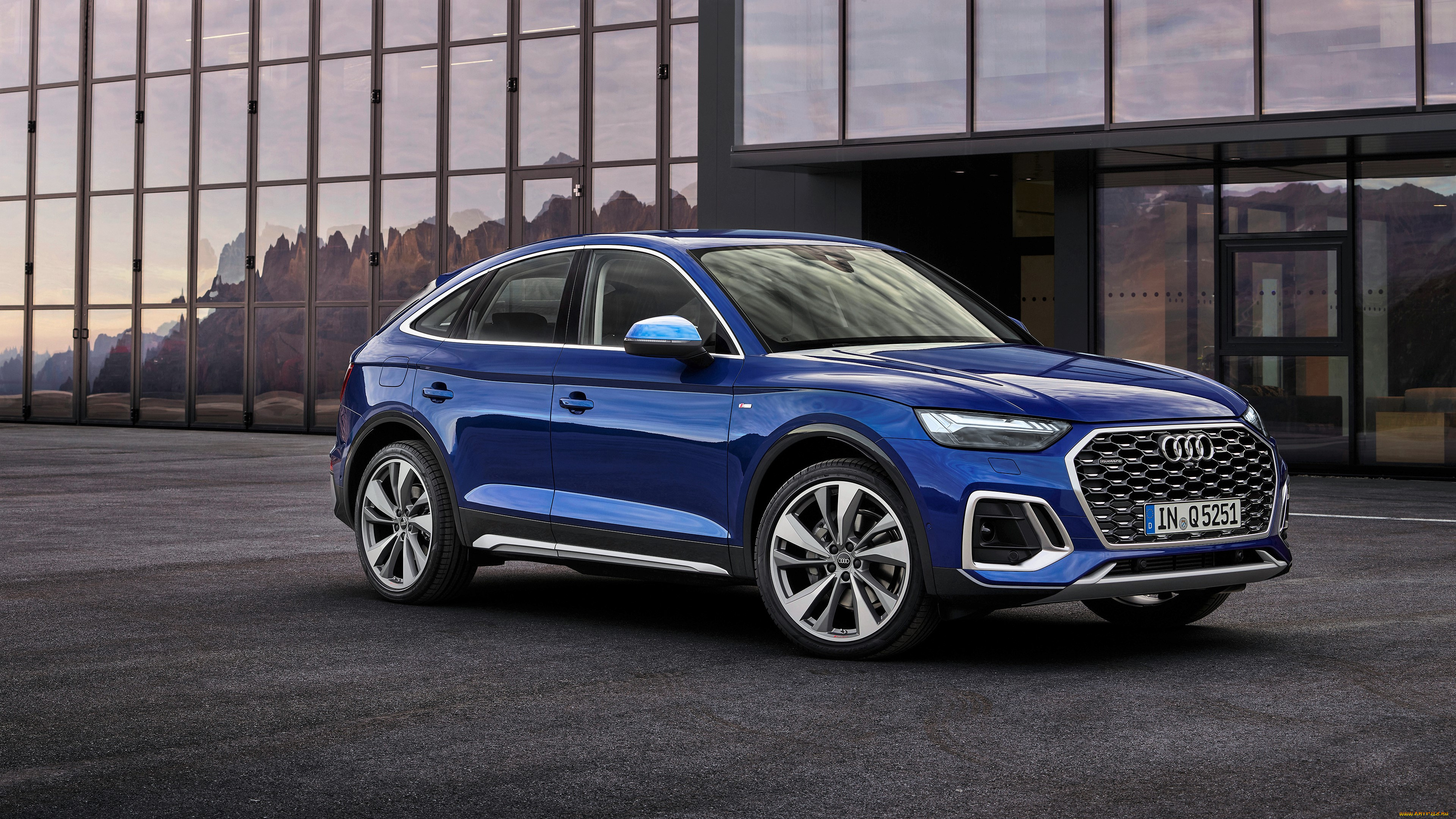 audi, q5, 2021, автомобили, audi, синий, здание