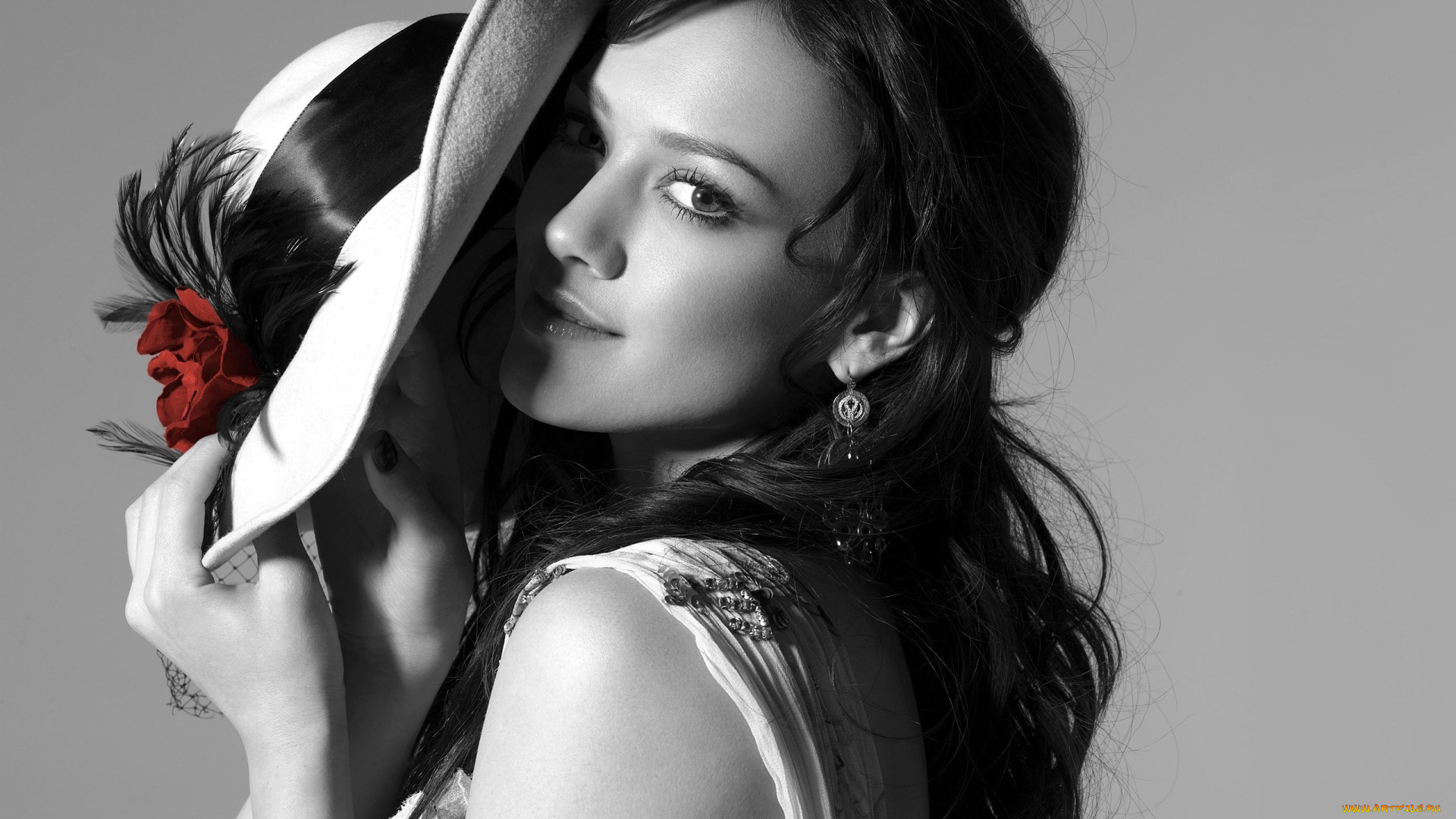 девушки, hilary, duff, черно-белая, брюнетка, лицо, шляпа