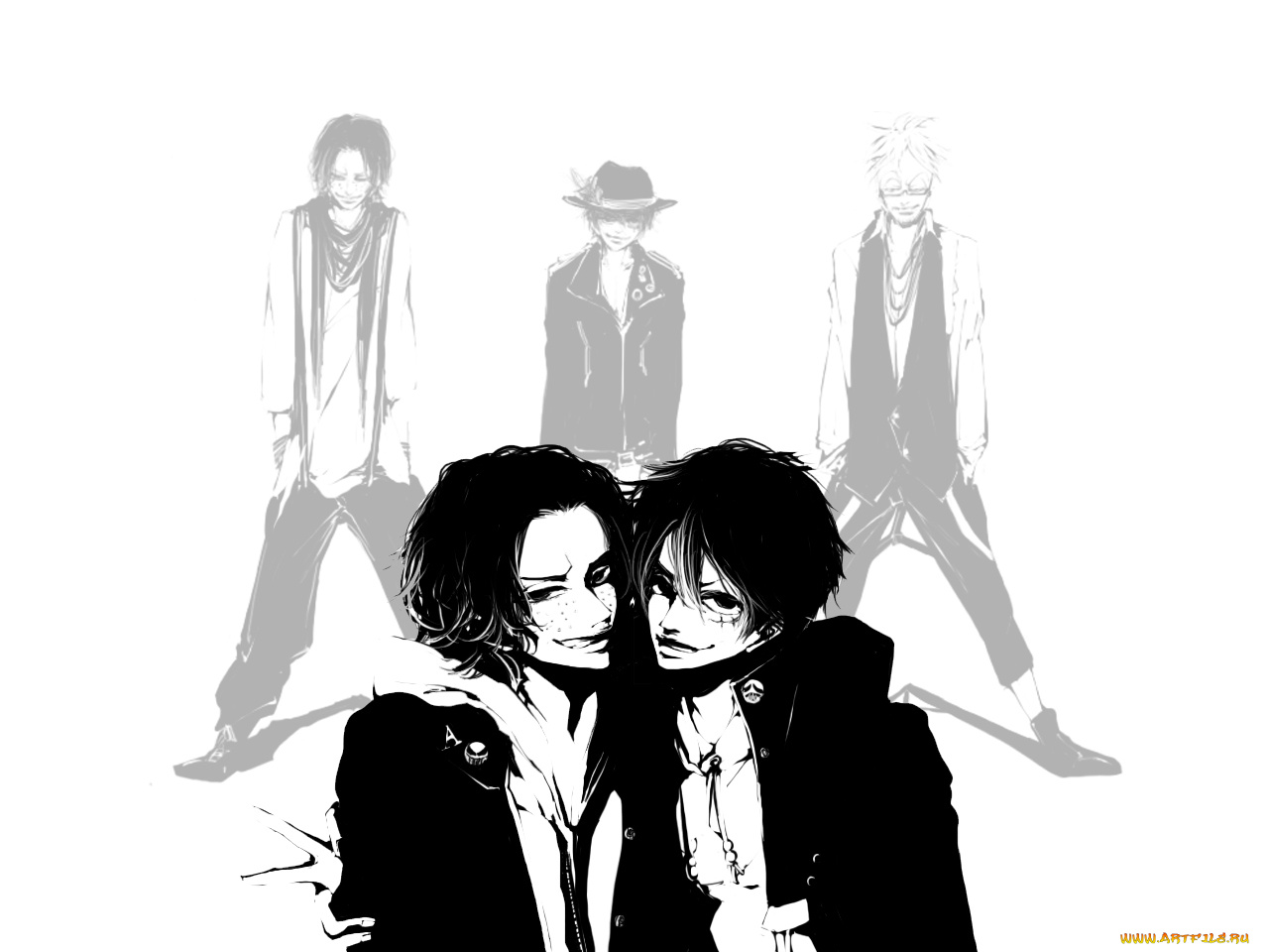 аниме, one, piece, monkey, d, luffy, portgas, ace, marco