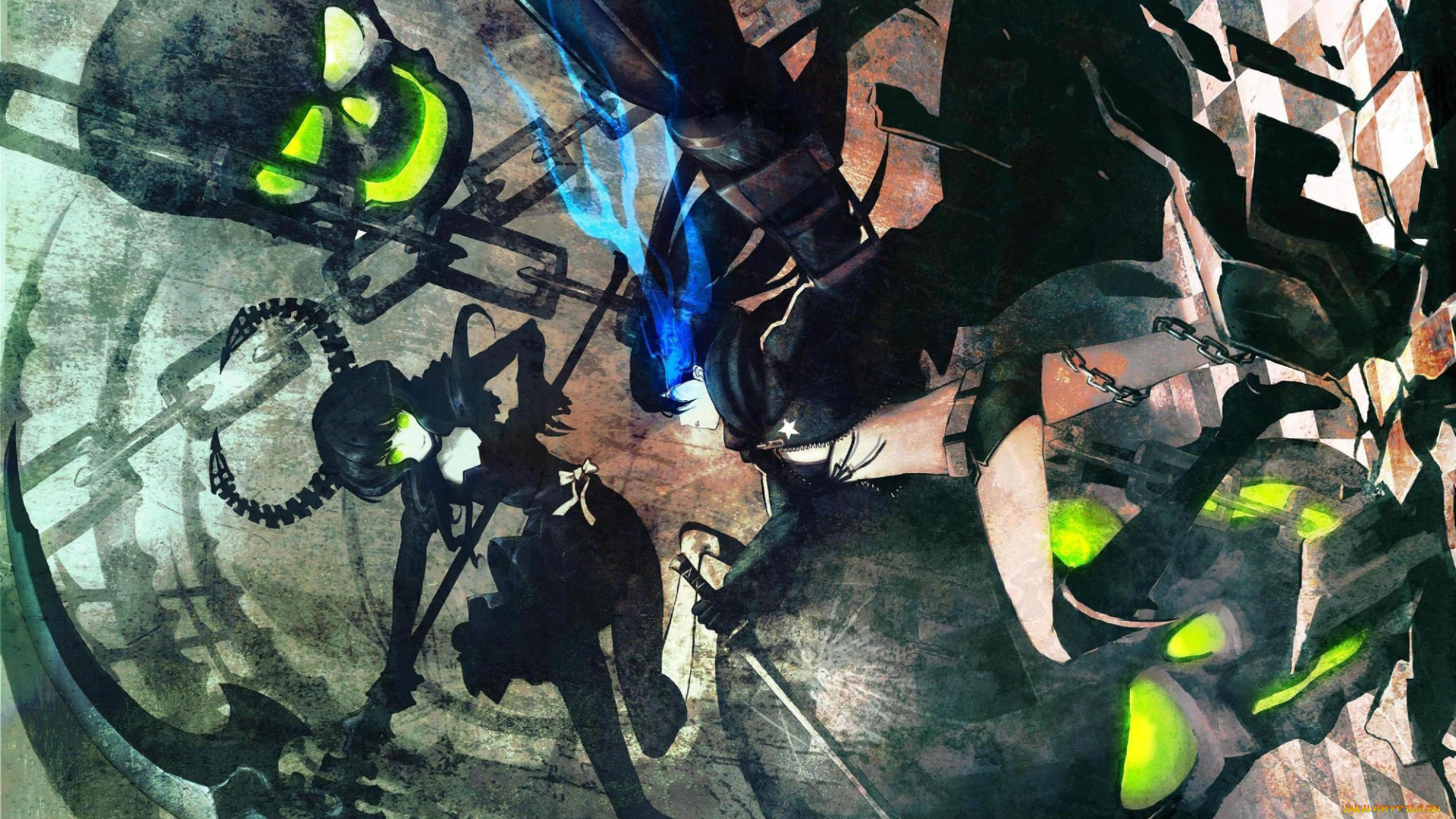 аниме, black, rock, shooter