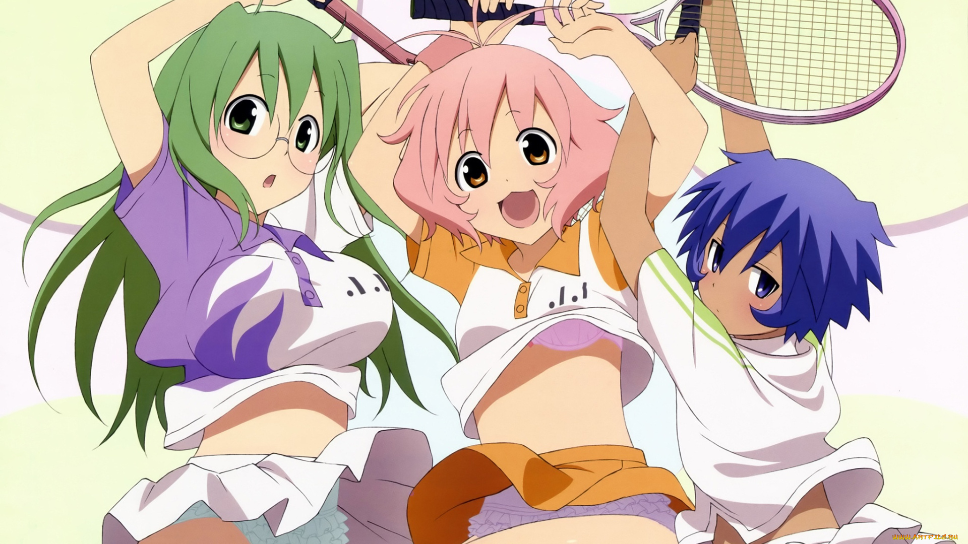 аниме, soft, tennis, девушки, тенис