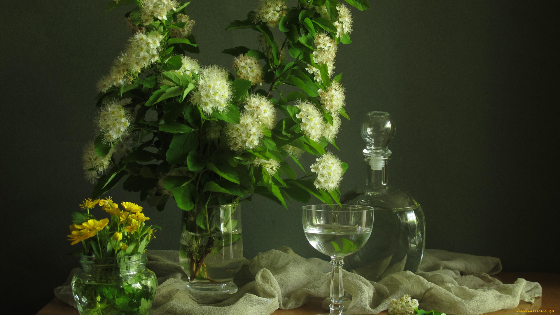 авт, margarita, epishina, цветы, разные, вместе, стол, графин, бокал, лютики