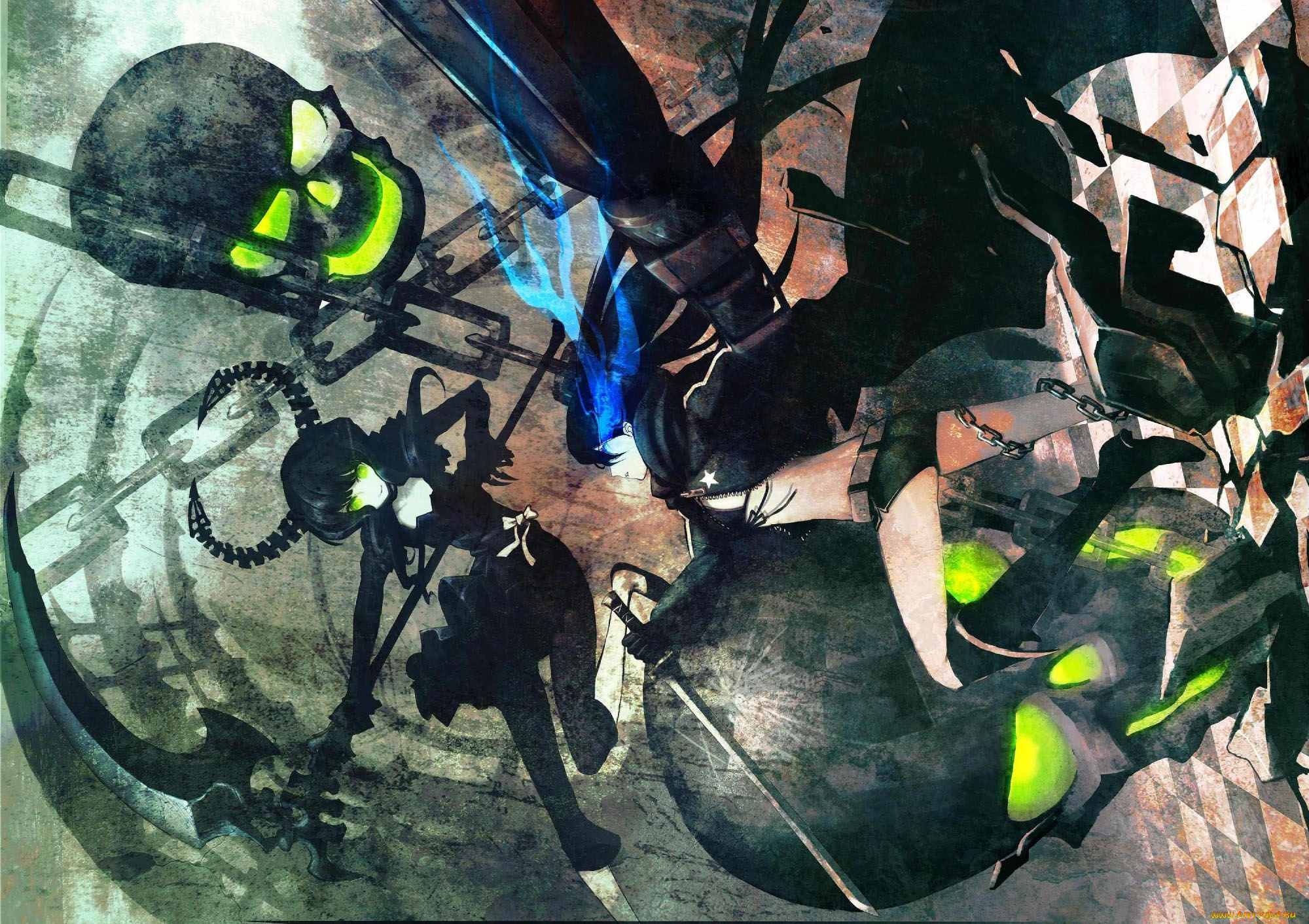 аниме, black, rock, shooter