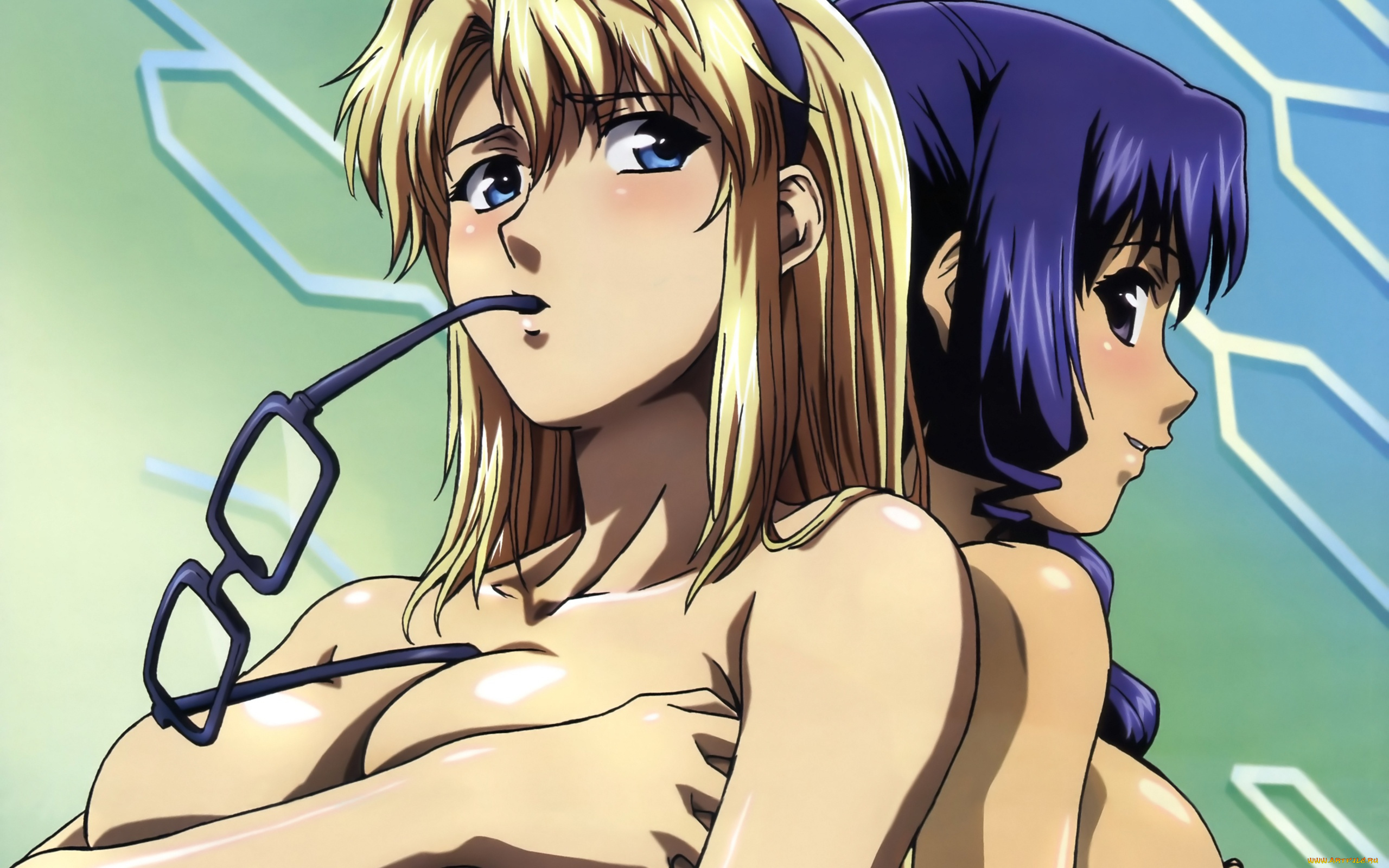 аниме, freezing, девушки, очки