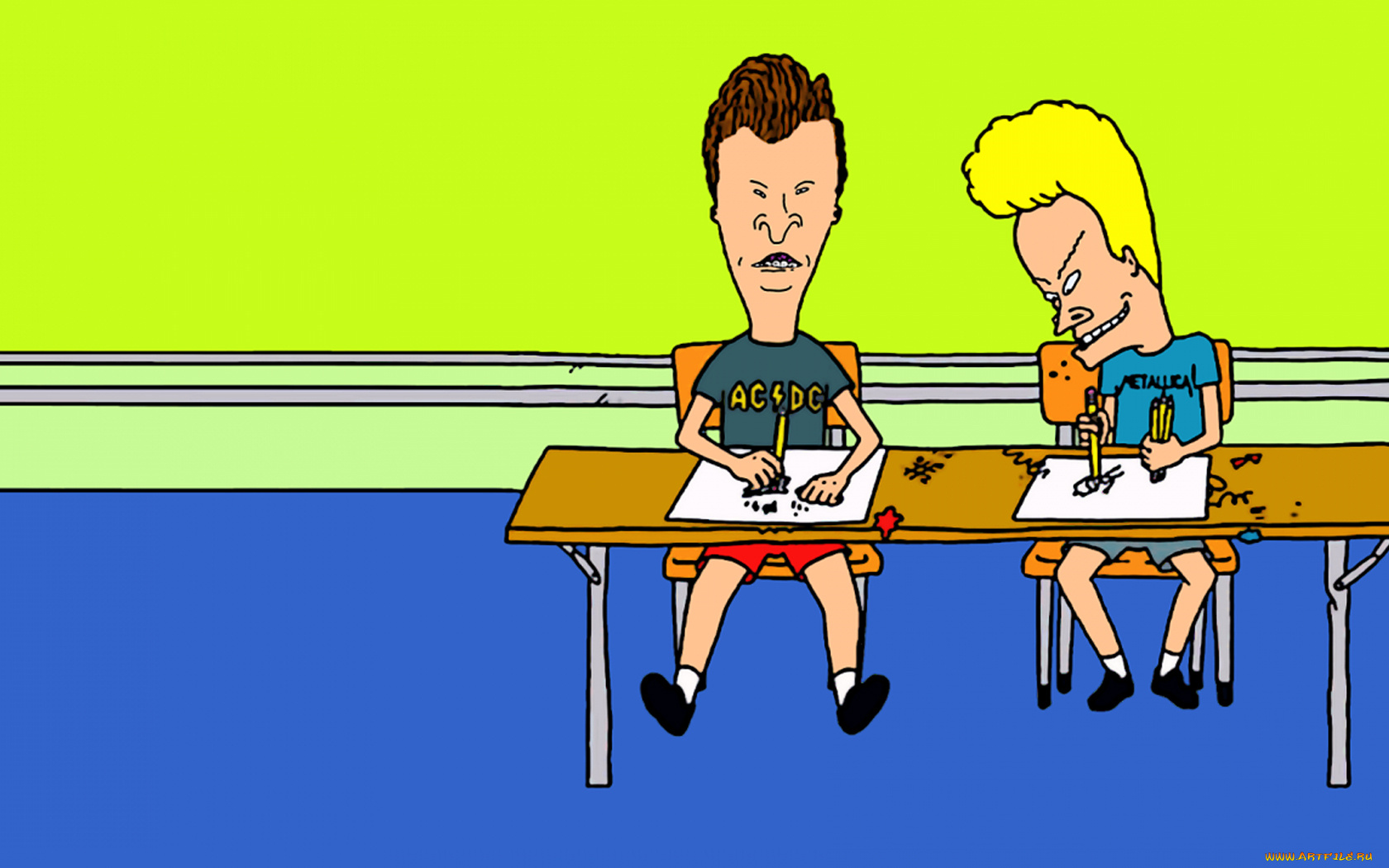 бивис, баттхед, мультфильмы, beavis, and, butt, head, чуваки, парта, butt-head, и
