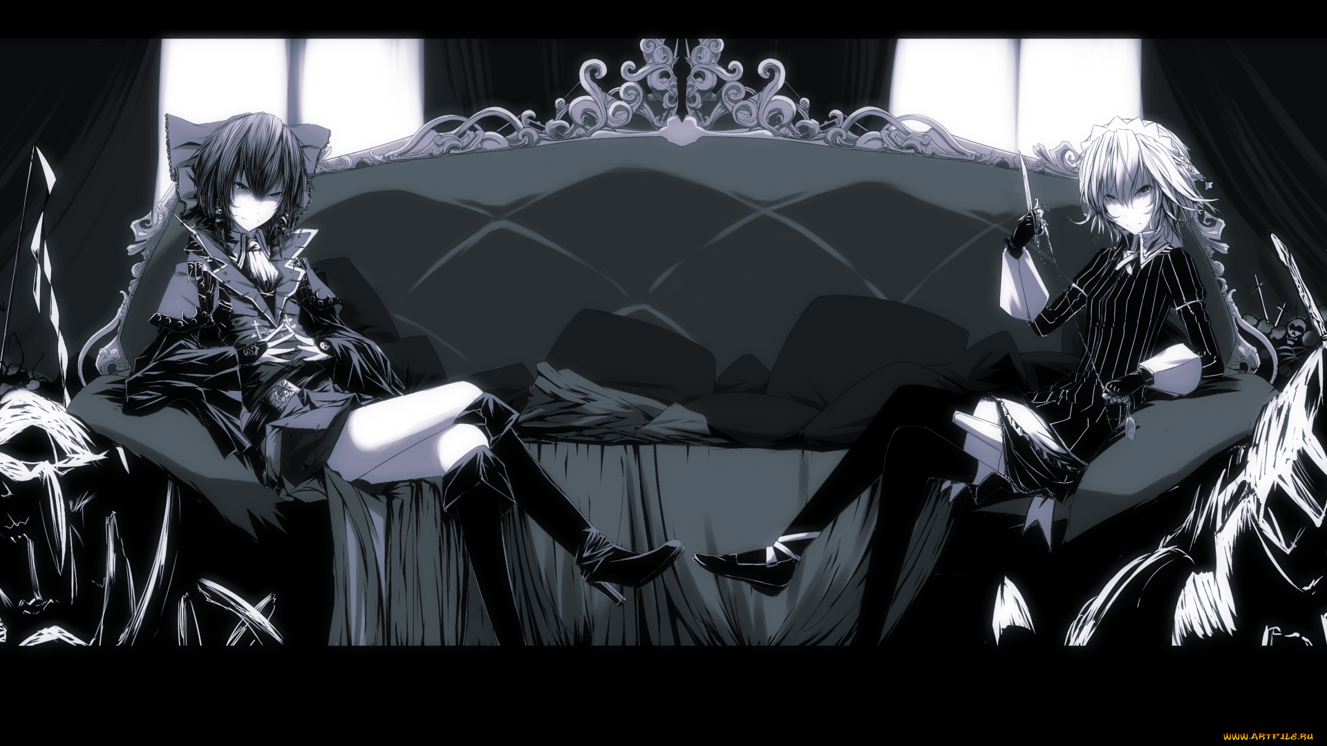 аниме, touhou, hakurei, reimu, izayoi, sakuya