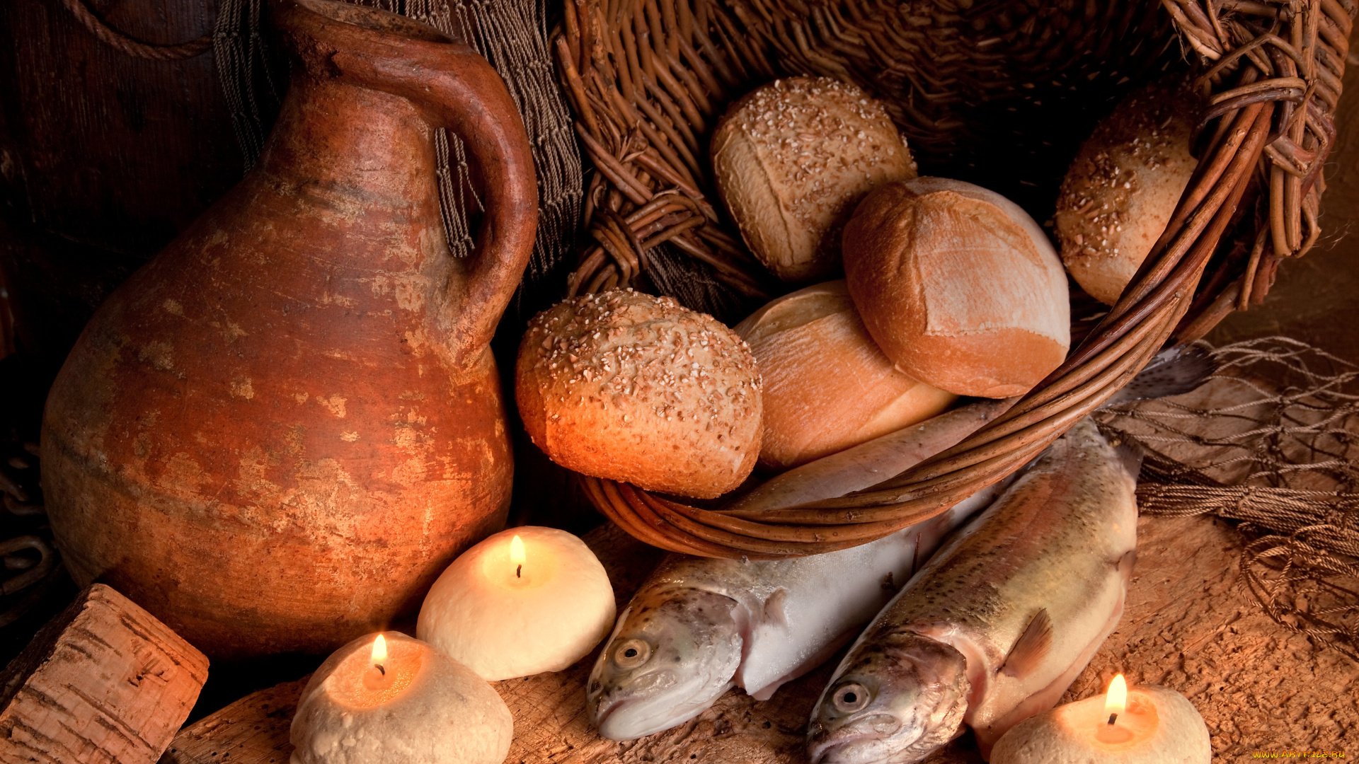 еда, хлеб, выпечка, рыба