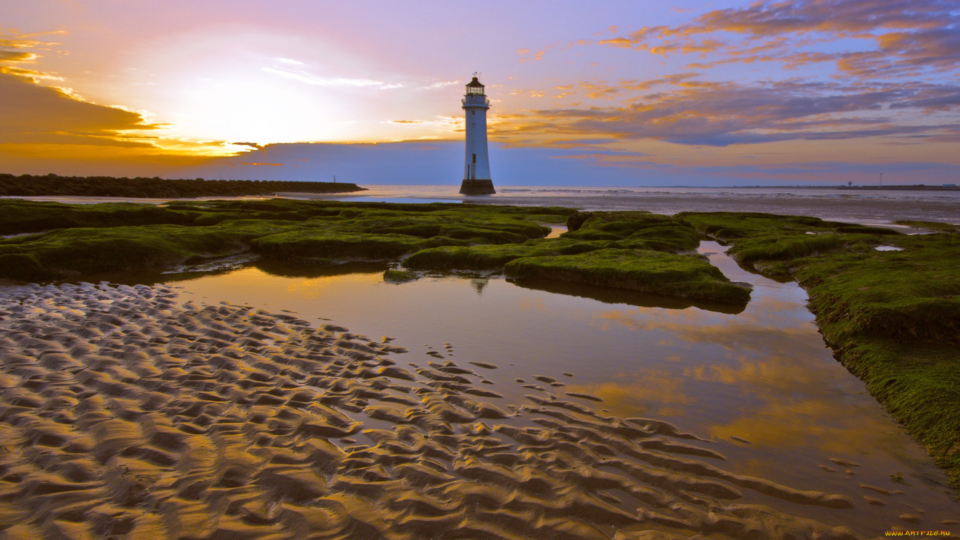 природа, маяки, маяк, трава, свет, отлив, берег