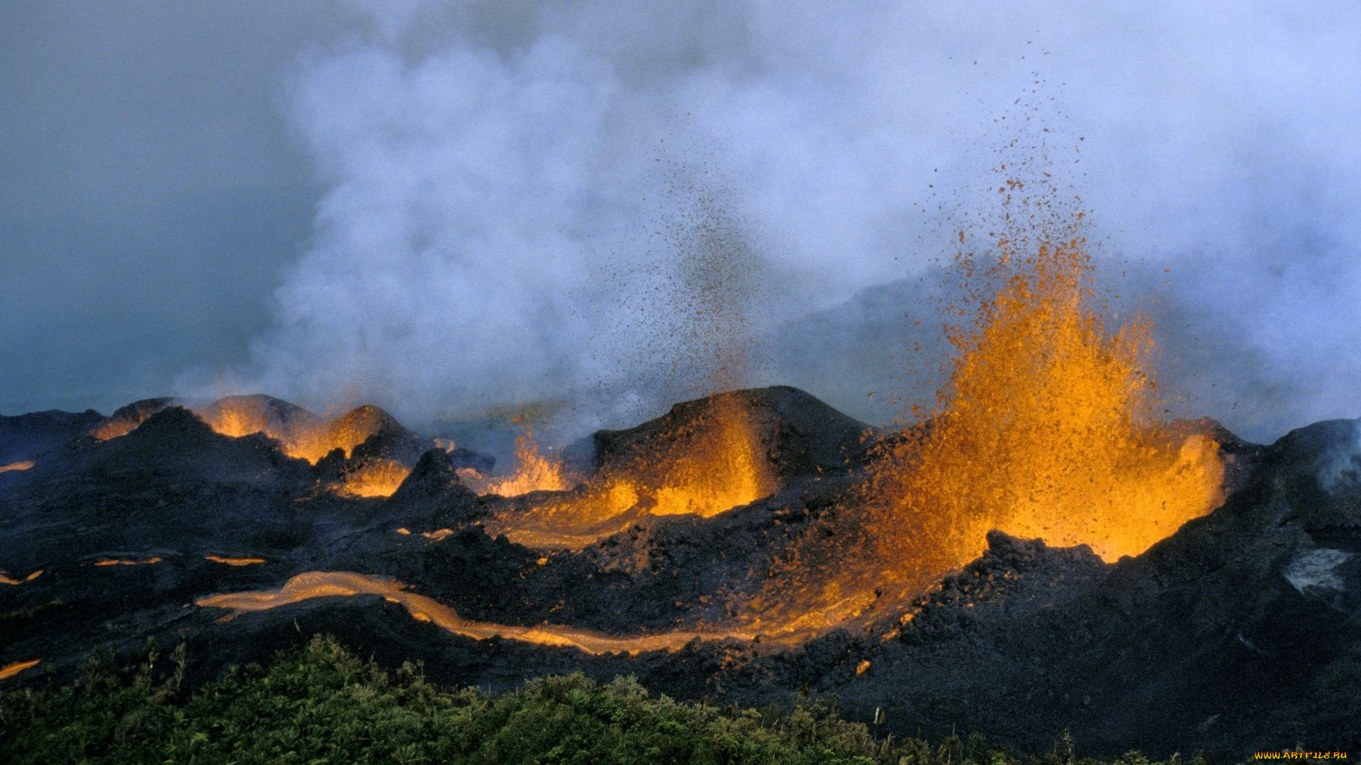 природа, стихия, извержение, вулкан, лава