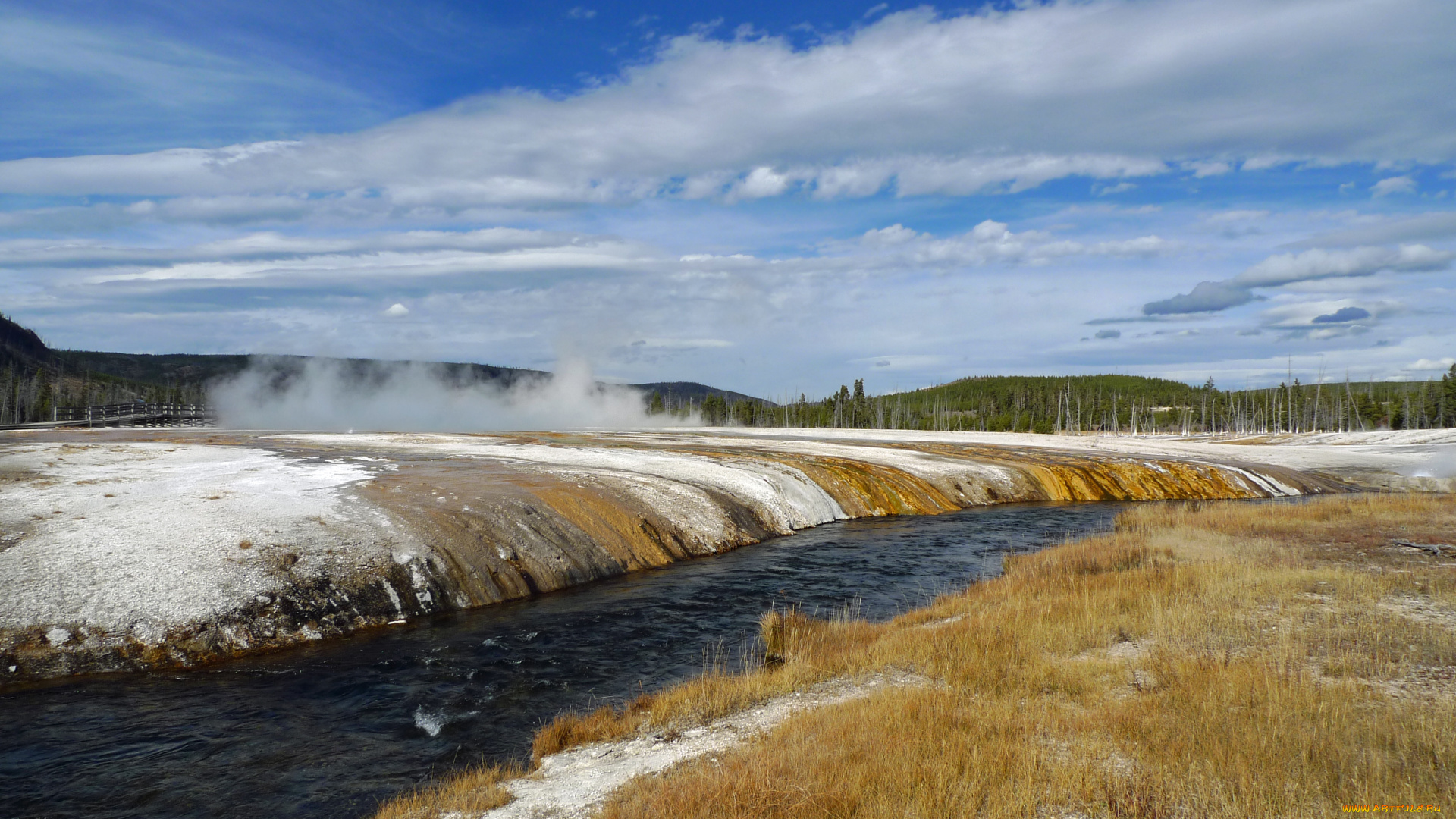yellowstone, national, park, природа, водопады, водопад