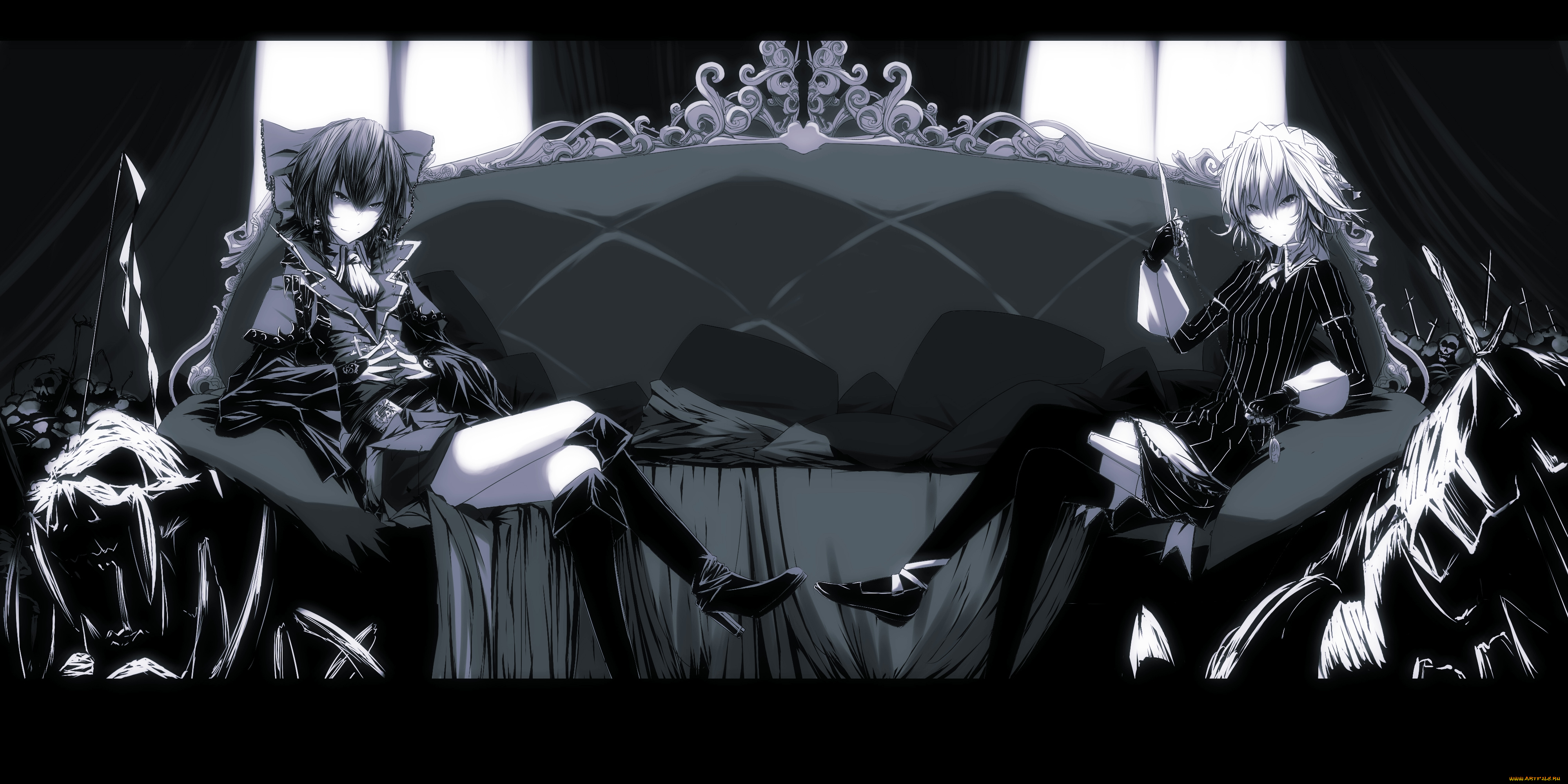 аниме, touhou, hakurei, reimu, izayoi, sakuya