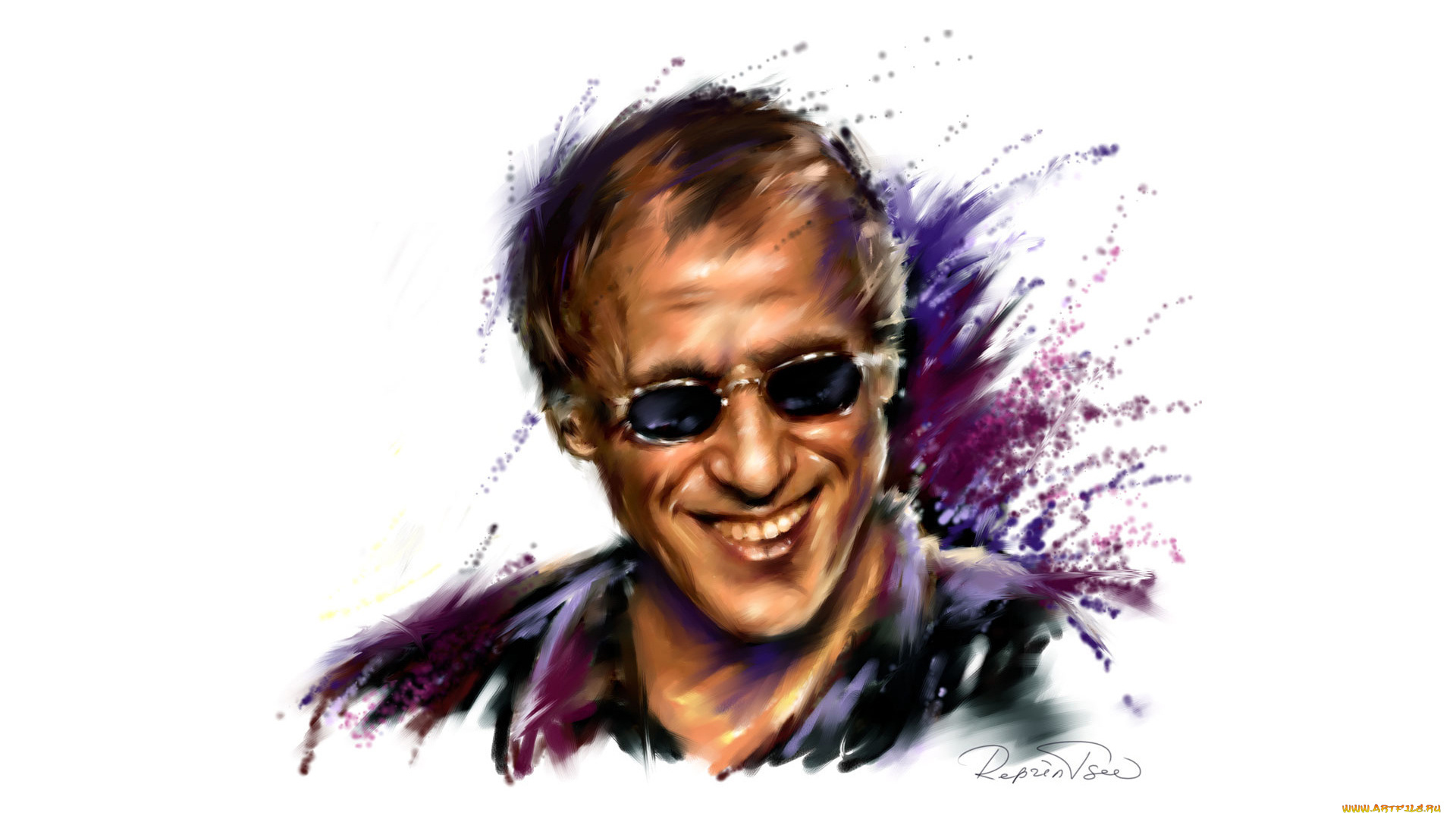 музыка, adriano, celentano, адриано, Челентано, рисунок, очки, итальянец, улыбка, певец