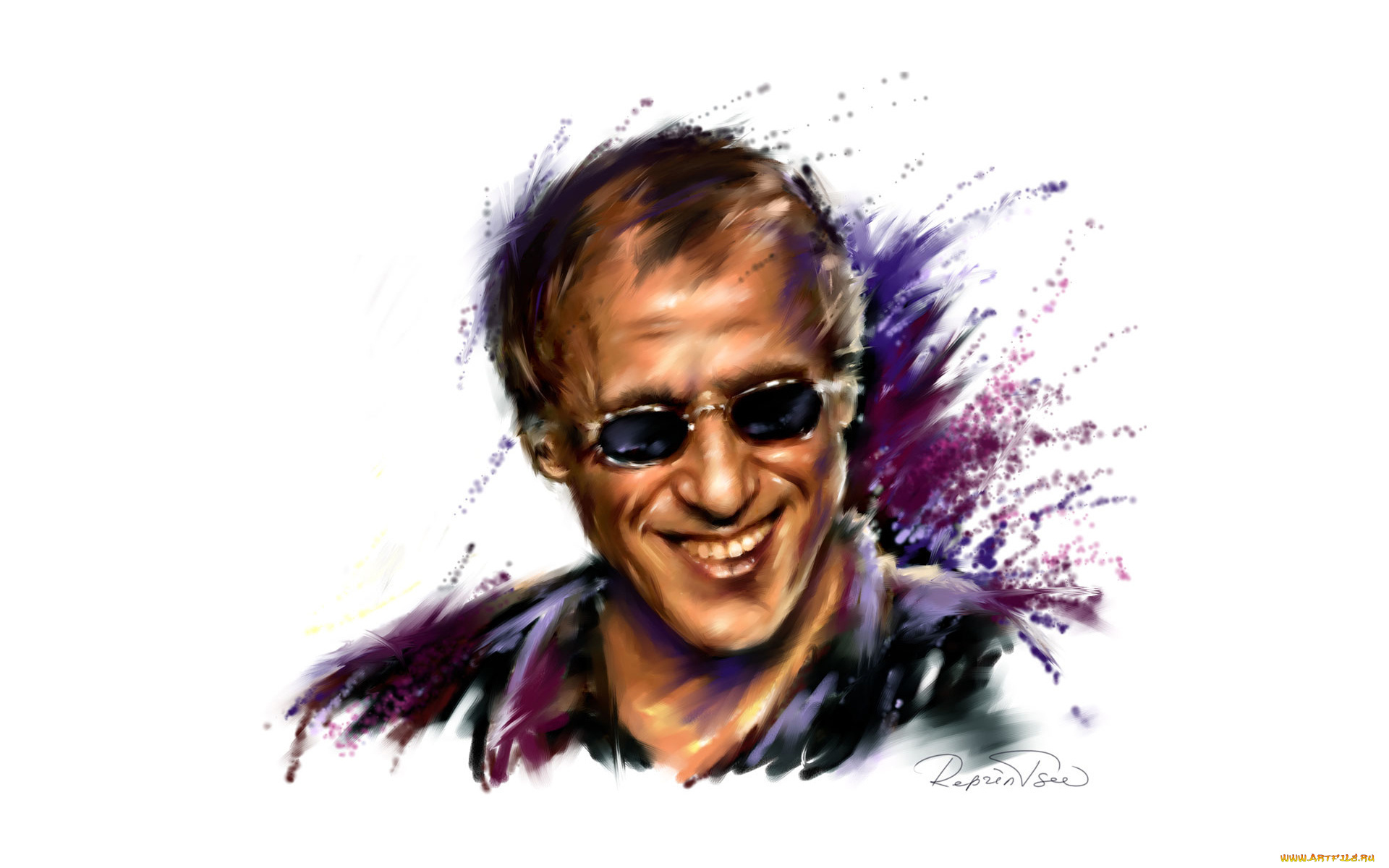 музыка, adriano, celentano, адриано, Челентано, рисунок, очки, итальянец, улыбка, певец