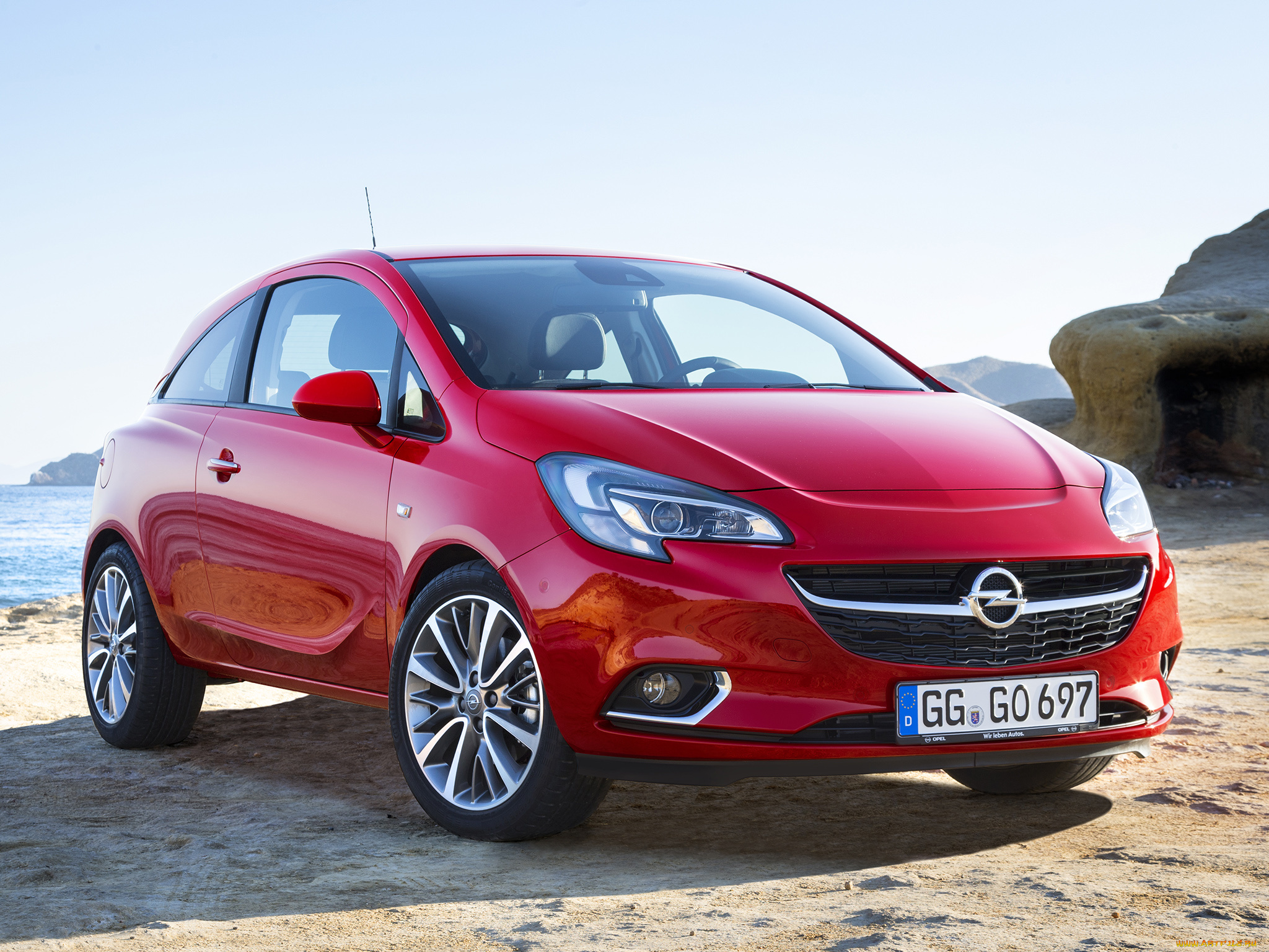 автомобили, opel, corsa, красный, 2014г, 5-door