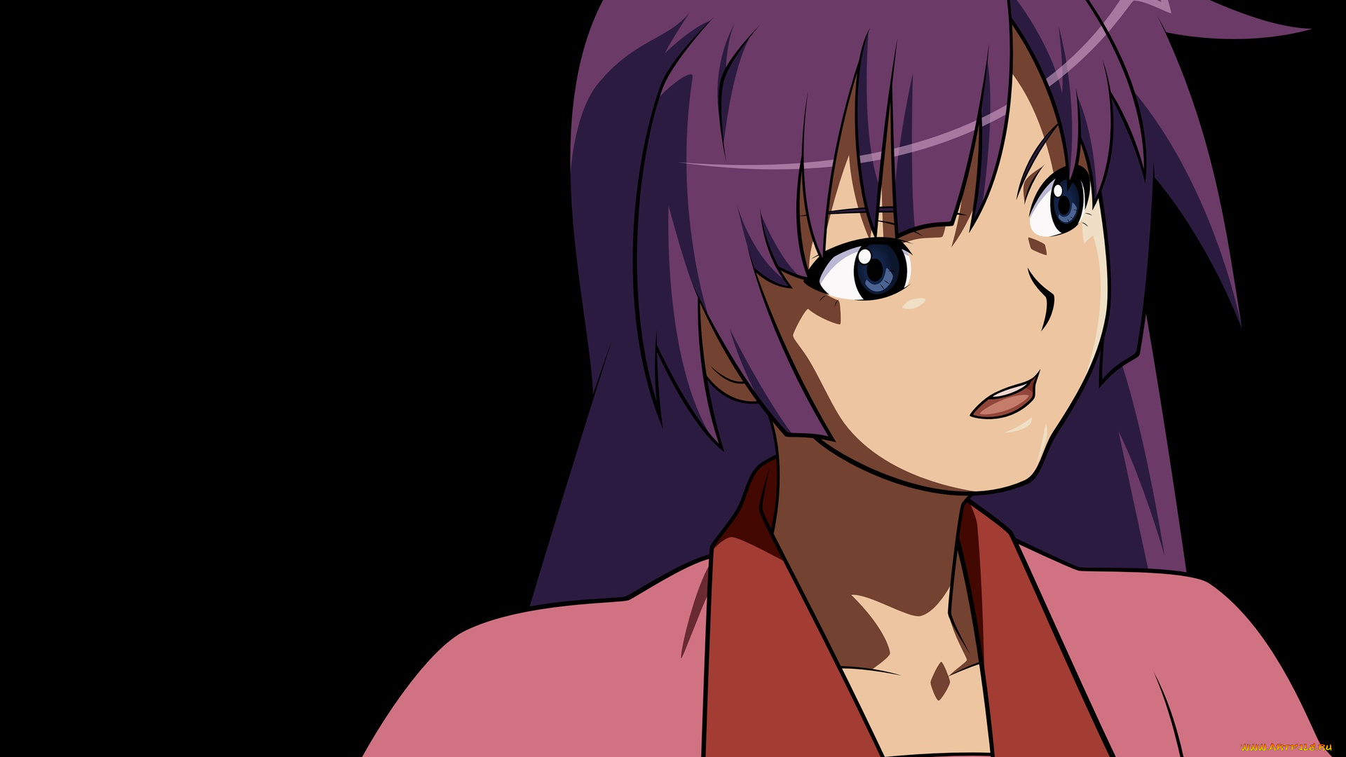 аниме, bakemonogatari, форма, senjougahara, hitagi, фон, взгляд, девушка