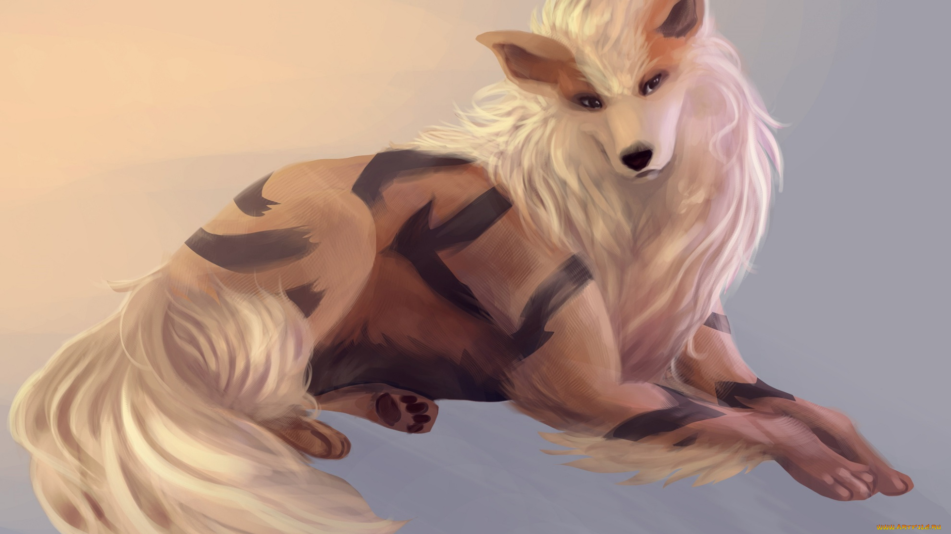 аниме, pokemon, arcanine, kastraz, арт, фон, покемон