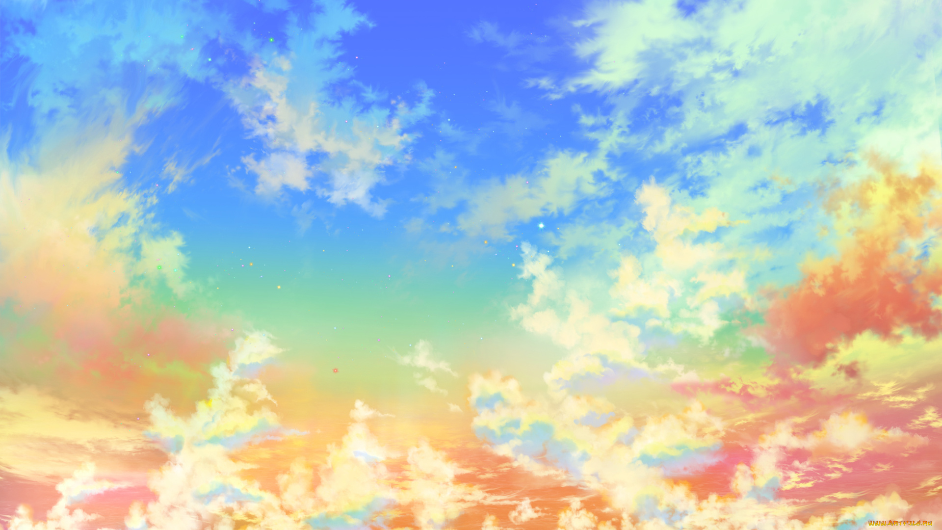 аниме, unknown, , другое, облака, iy, tujiki, небо