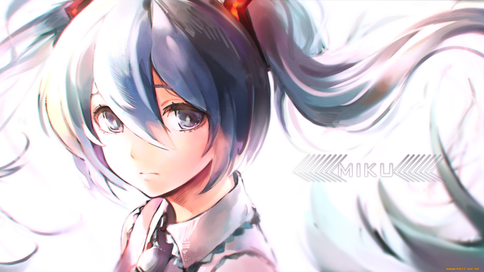 аниме, vocaloid, hatsune, miku, puroruto, pro-lt, арт, девушка, взгляд