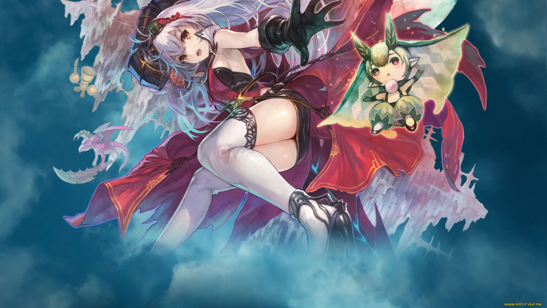 аниме, животные, , существа, существо, девушка, арт