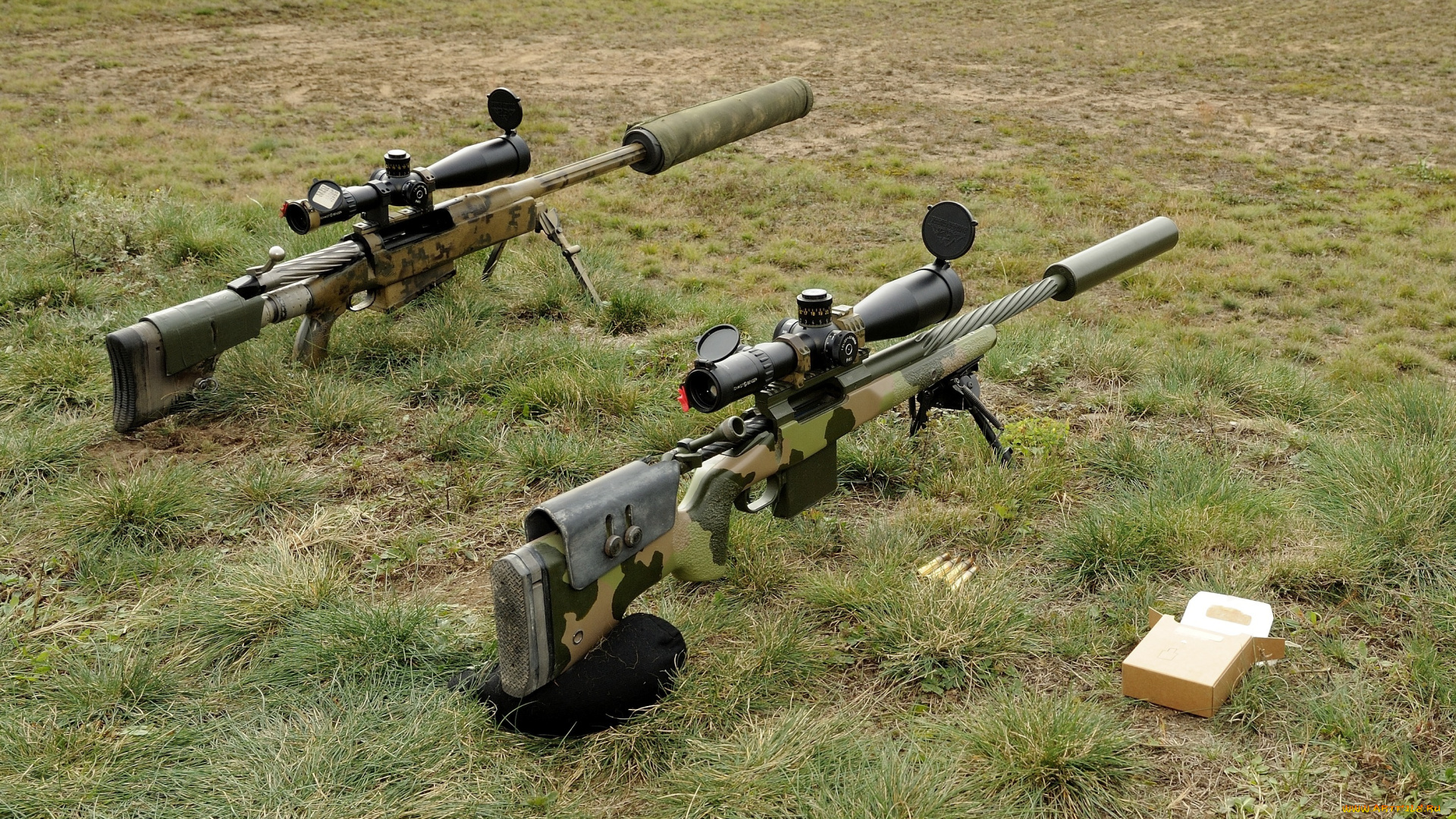 оружие, винтовки, с, прицеломприцелы, трава, винтовки, снайперские