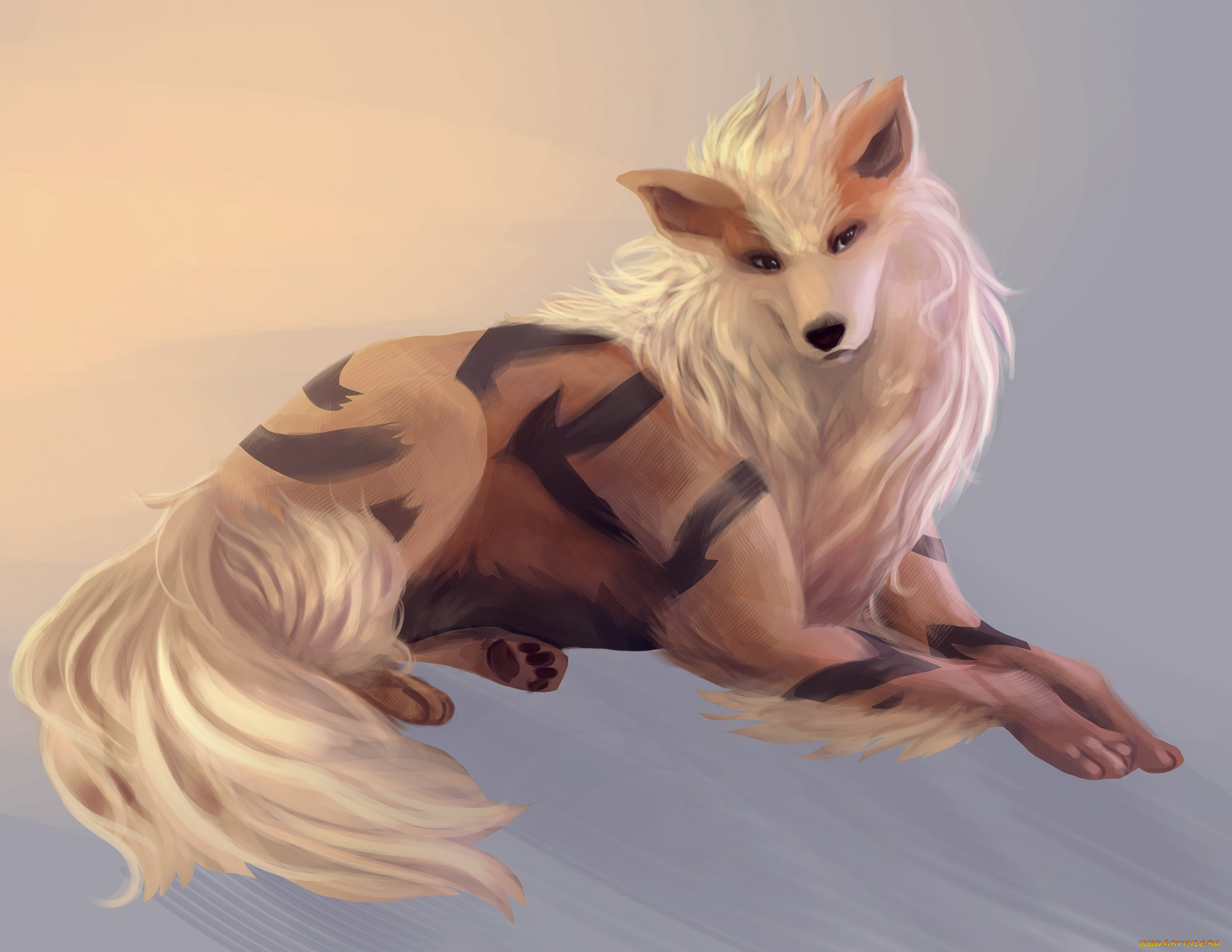 аниме, pokemon, arcanine, kastraz, арт, фон, покемон