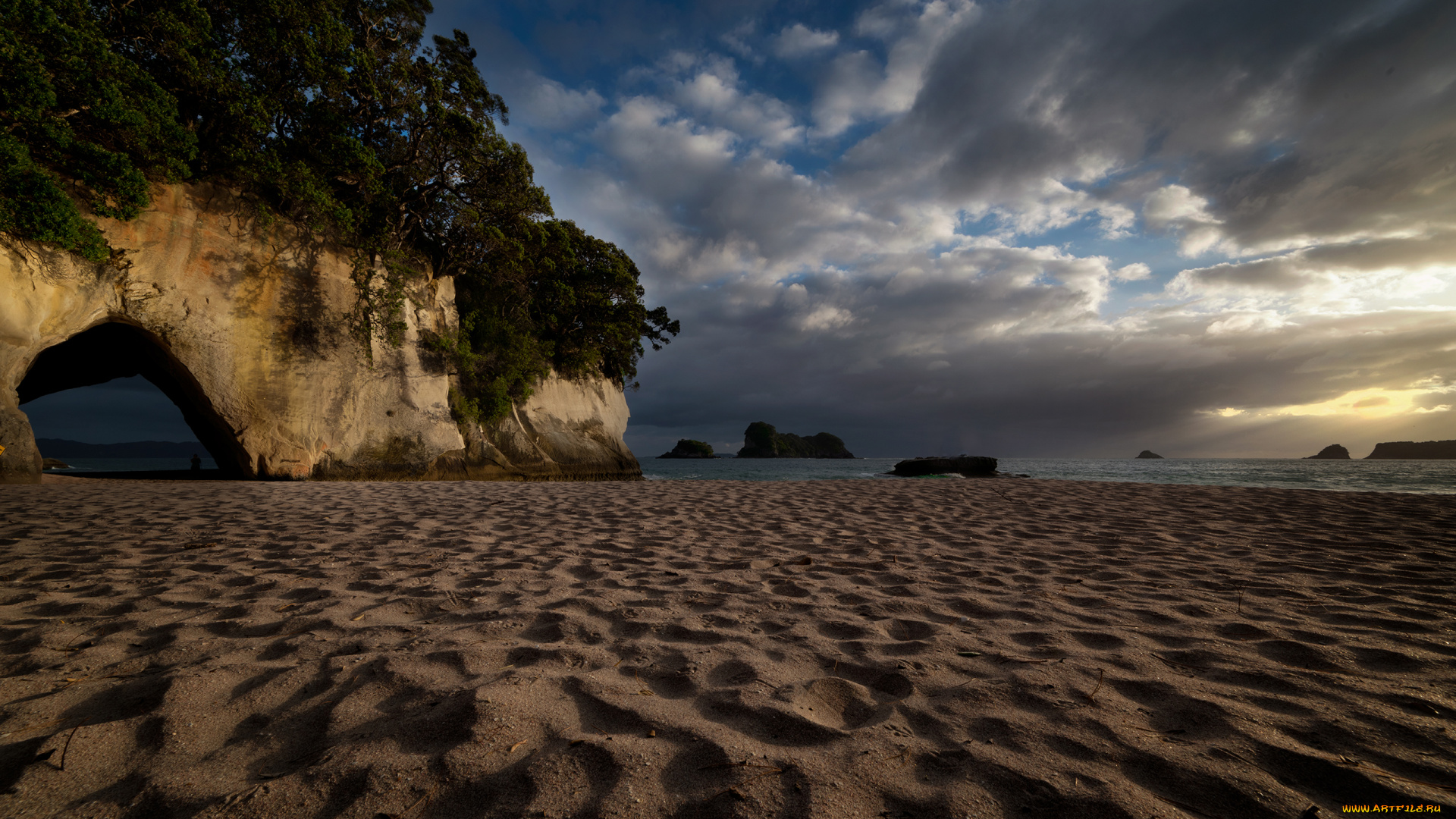 природа, побережье, арка, пляж, скала