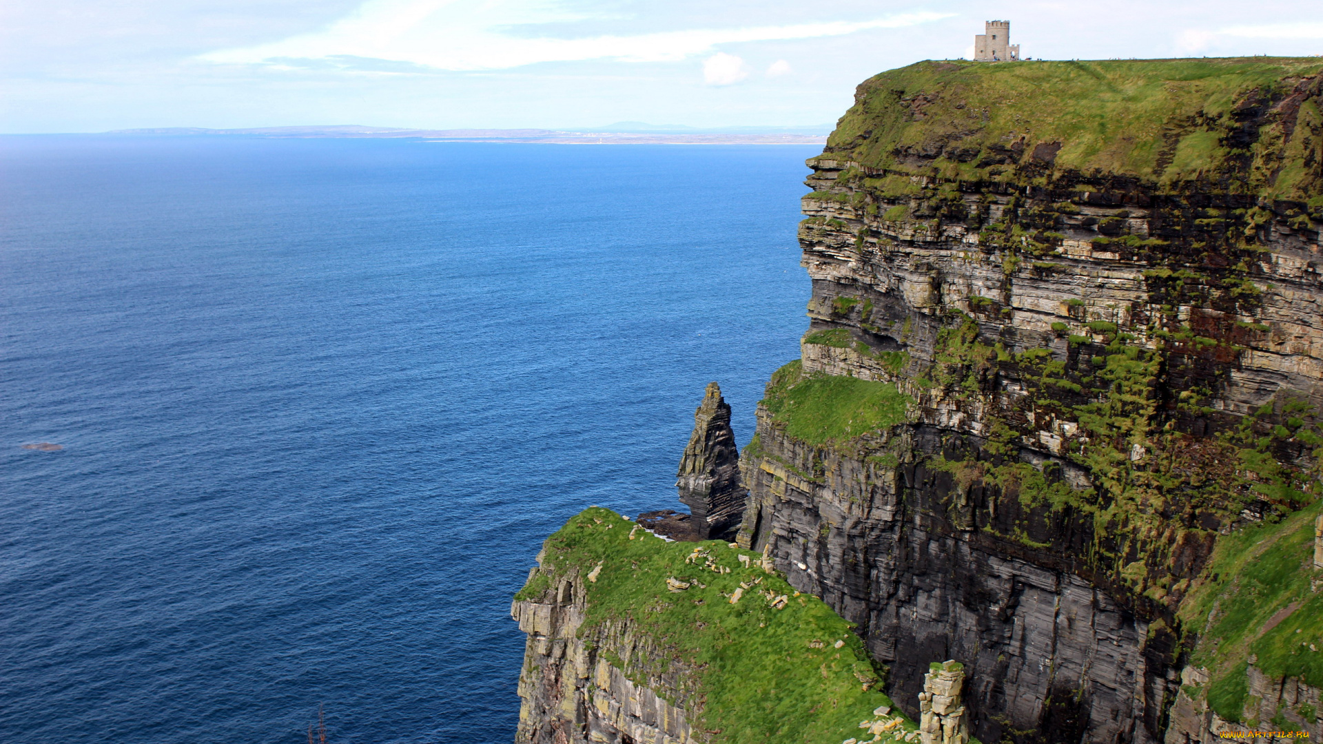 природа, побережье, замок, скала, море