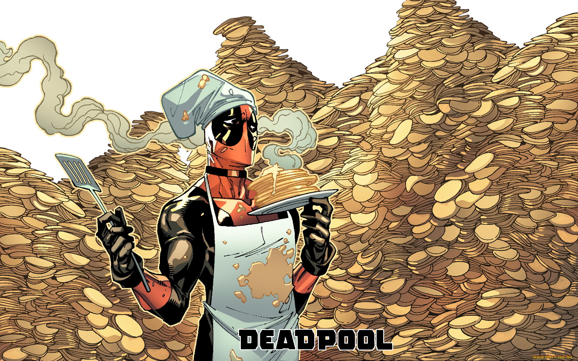 рисованное, комиксы, повар, дэдпул, блины