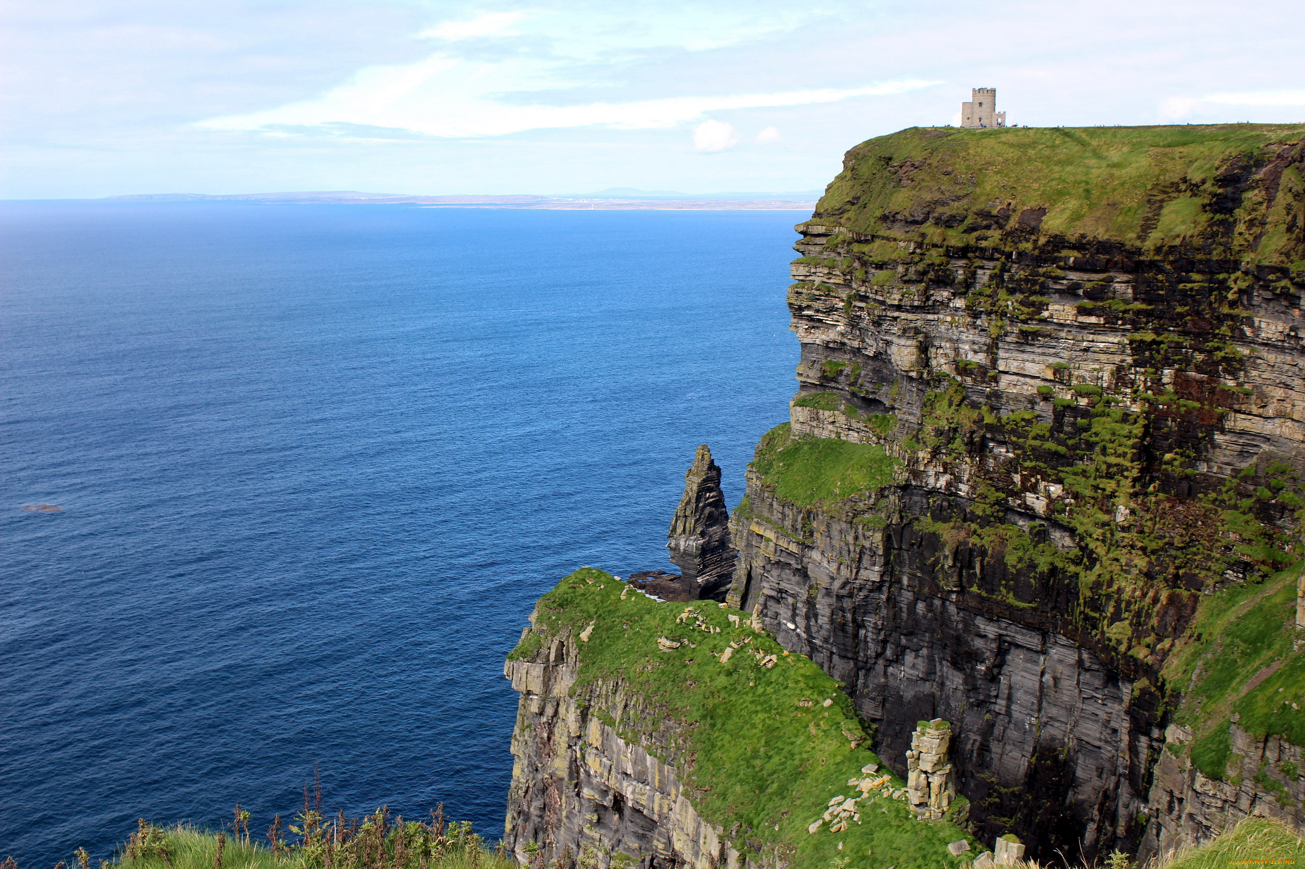 природа, побережье, замок, скала, море