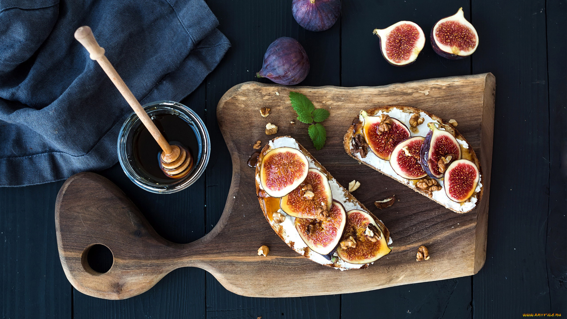 еда, бутерброды, , гамбургеры, , канапе, мед, бутерброд, инжир