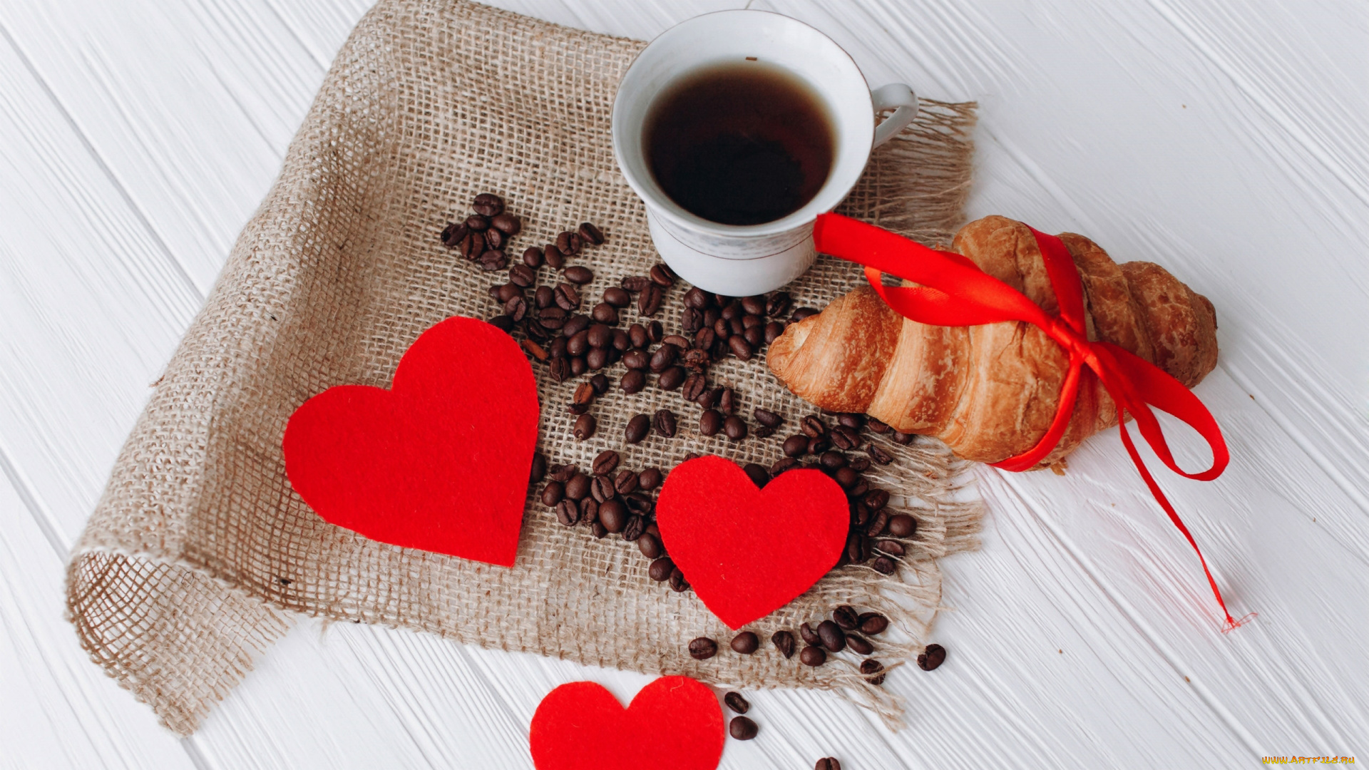 еда, кофе, , кофейные, зёрна, круассан, зерна