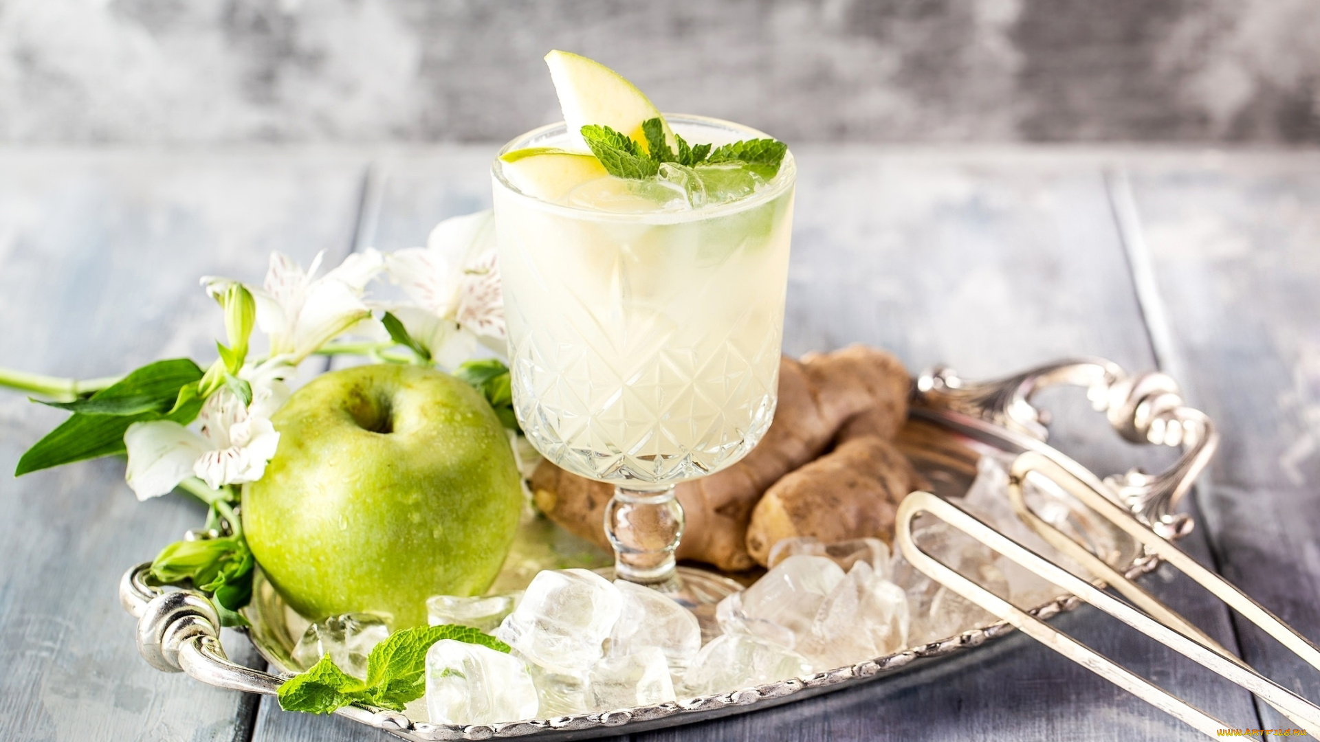еда, напитки, , коктейль, коктейль, лед, яблоко