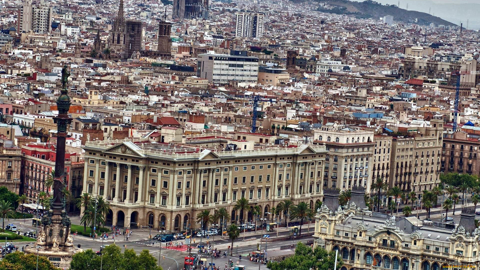 города, барселона, , испания, панорама