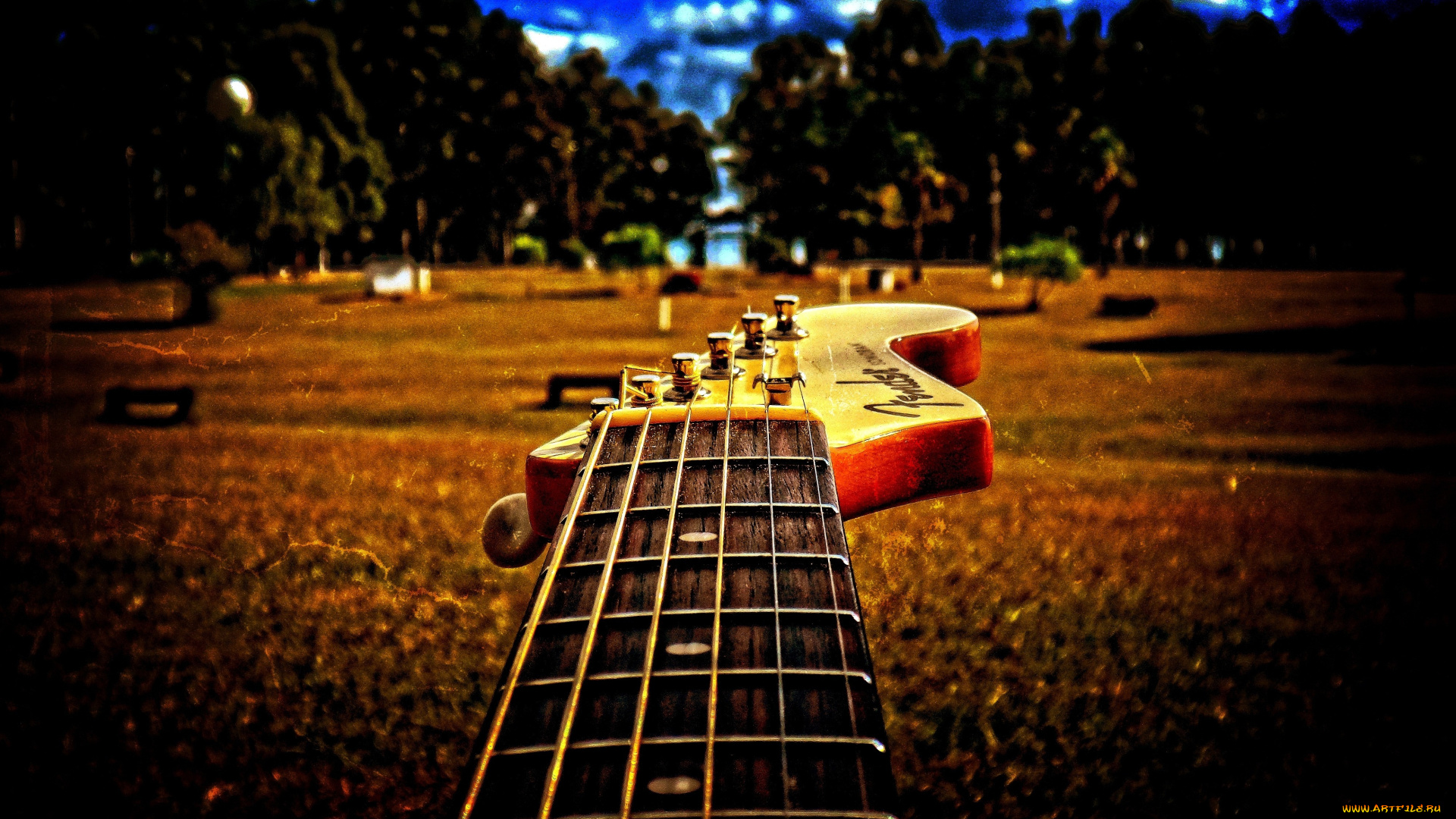 музыка, -музыкальные, инструменты, гитара, гриф, природа
