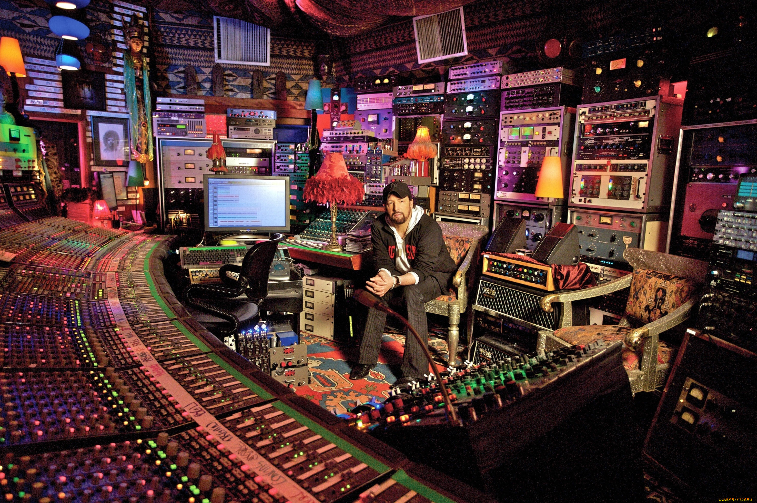 музыка, -другое, мужчина, взгляд, студия, пульт