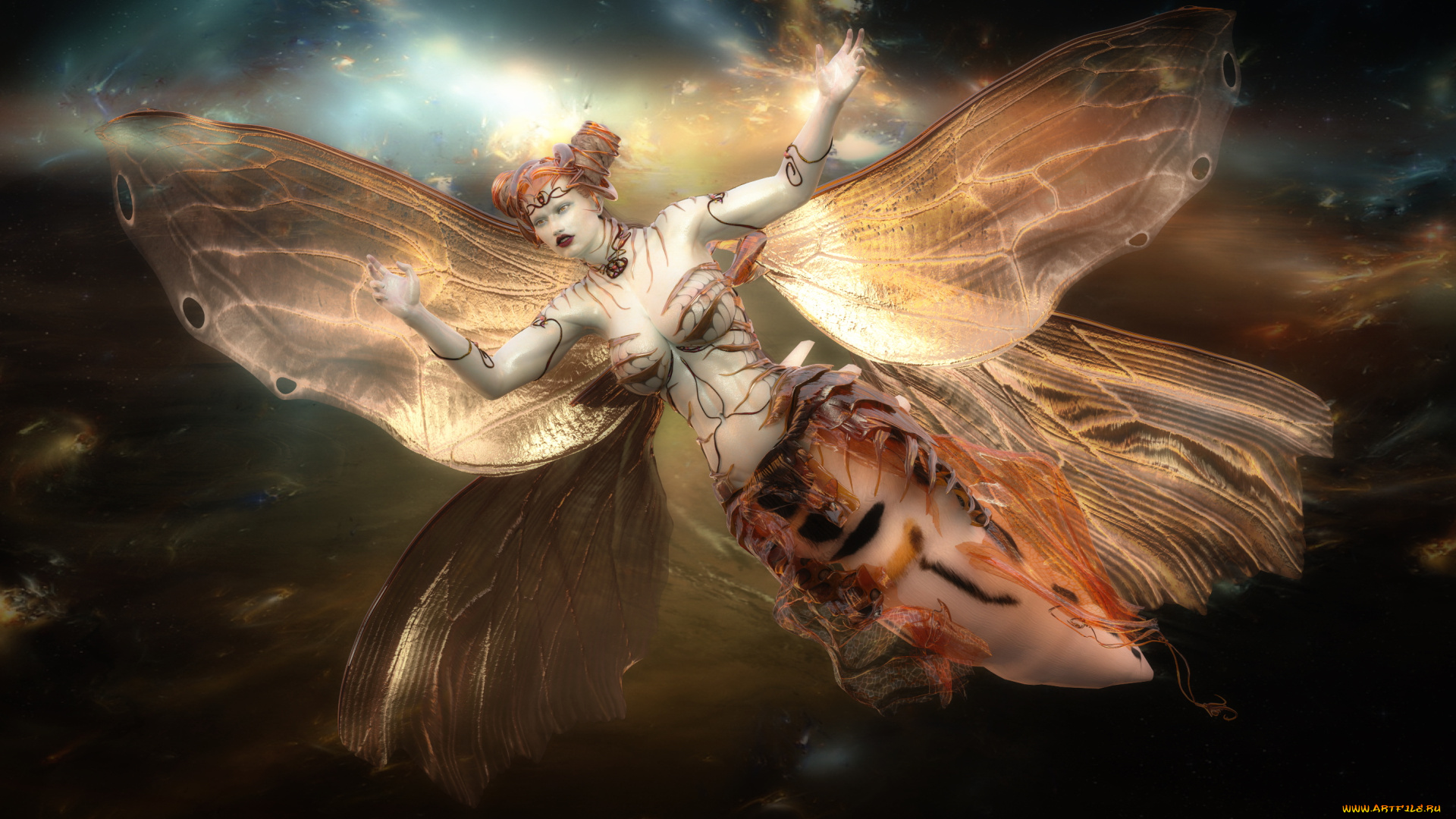 3д, графика, существа, , creatures, фон, взгляд, девушка