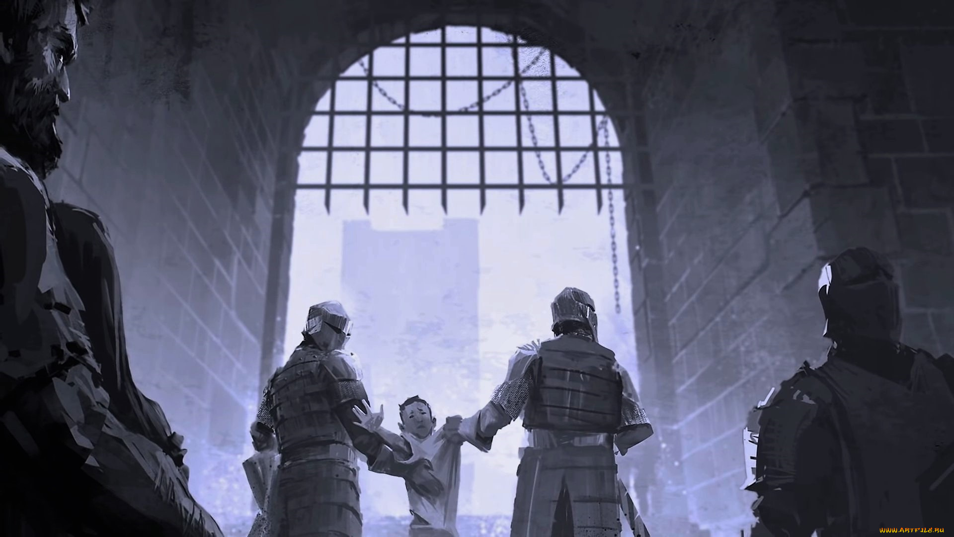 видео, игры, hood, , outlaws, &, legends, замок, ворота, мальчик, рыцари