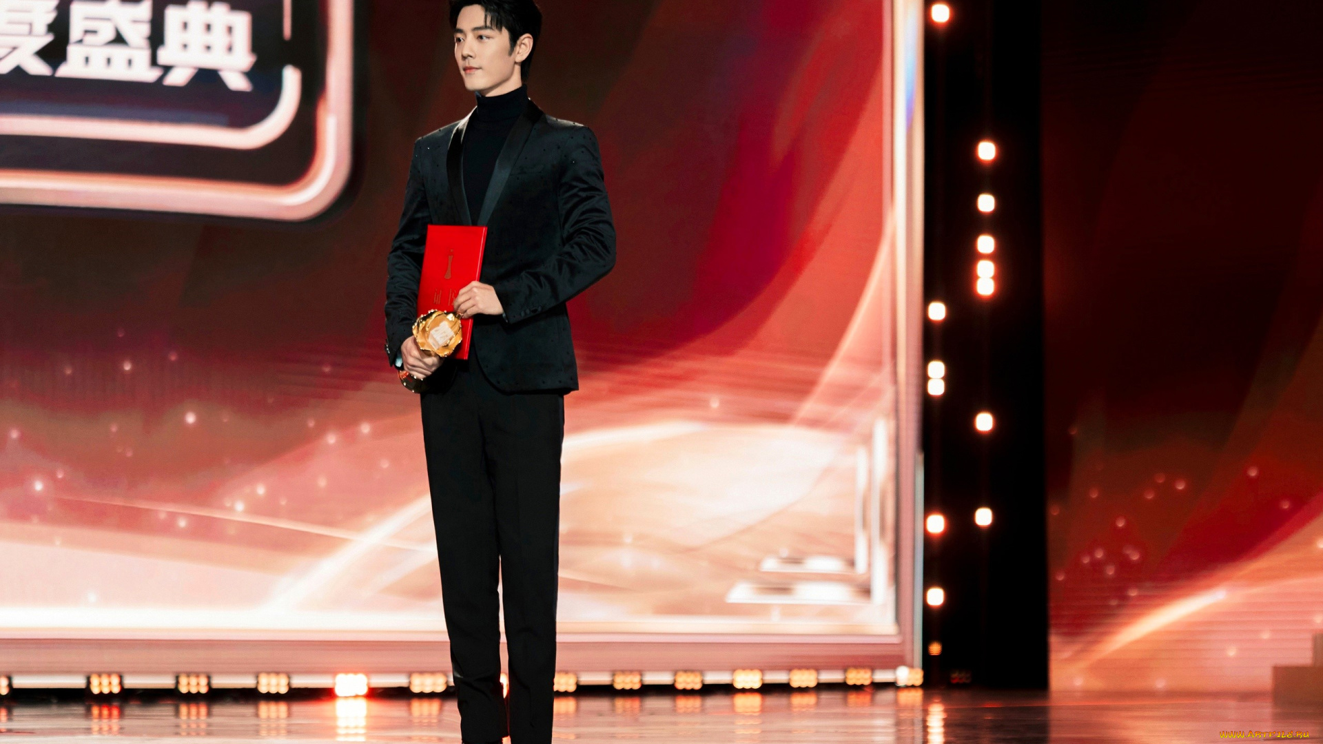 мужчины, xiao, zhan, актер, костюм, награда, сцена, диплом