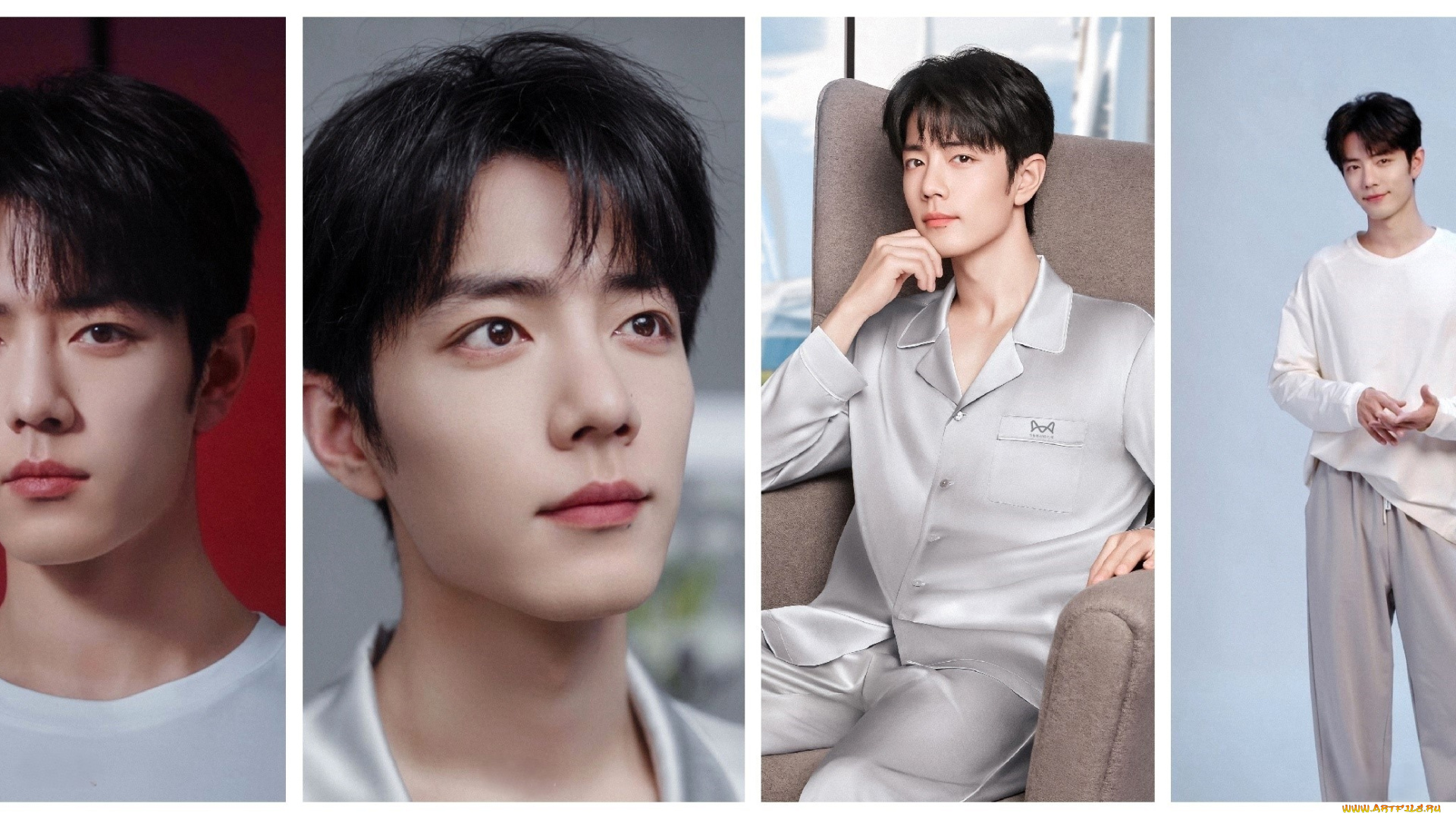 мужчины, xiao, zhan, актер, лицо, пижама, кресло, свитер