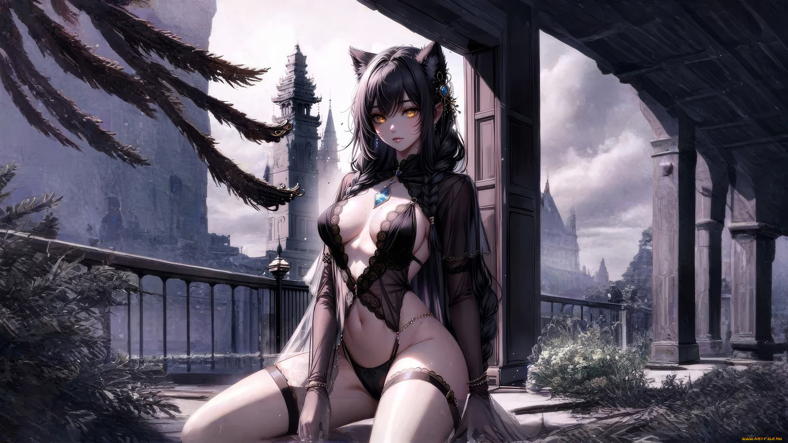 аниме, животные, , существа, красивая, девушка