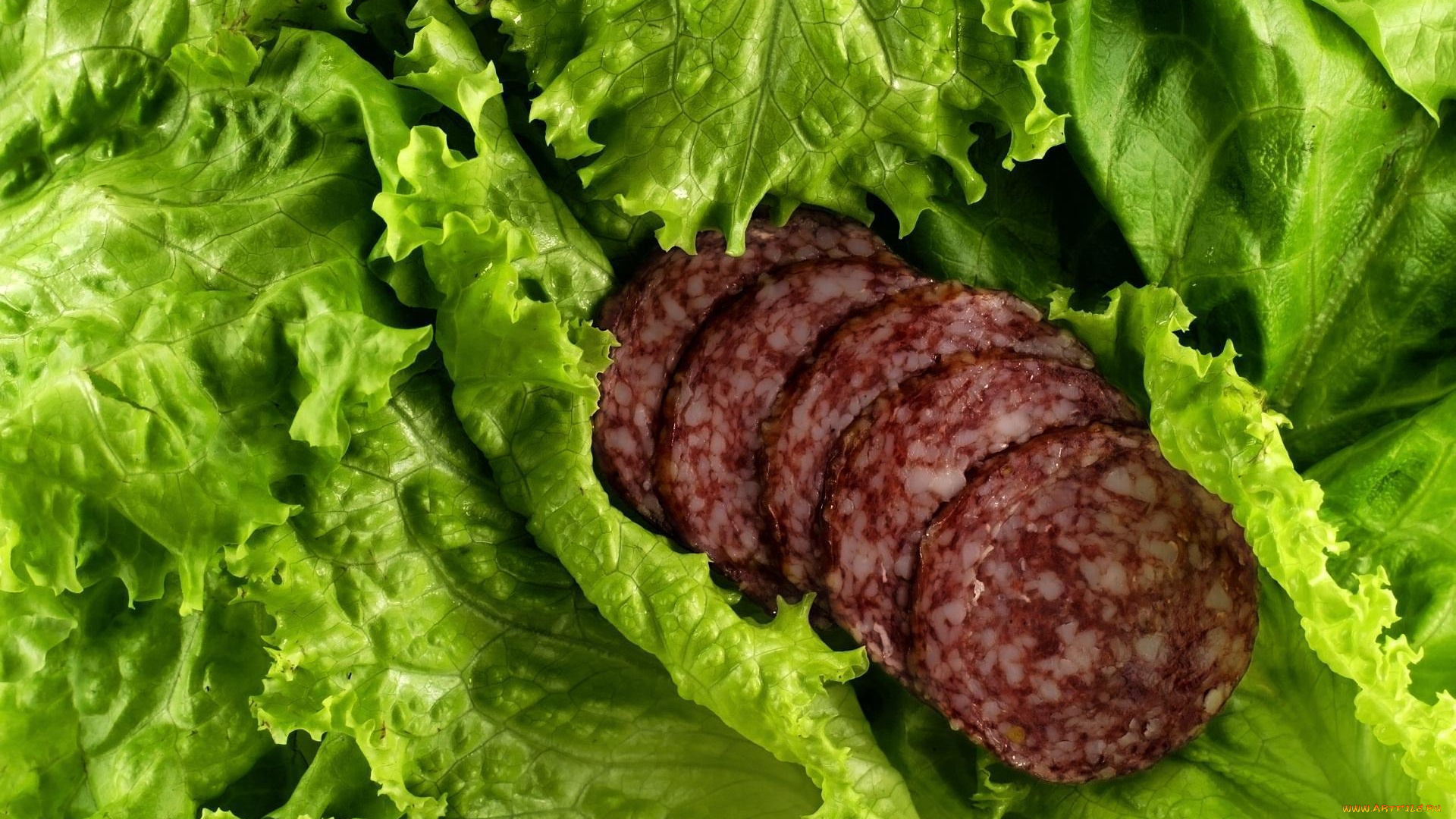 еда, колбасные, изделия, салат, колбаса, листья