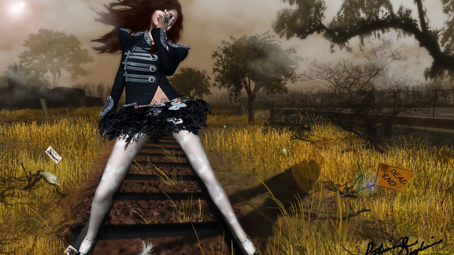 3д, графика, people, люди, трава, девушка