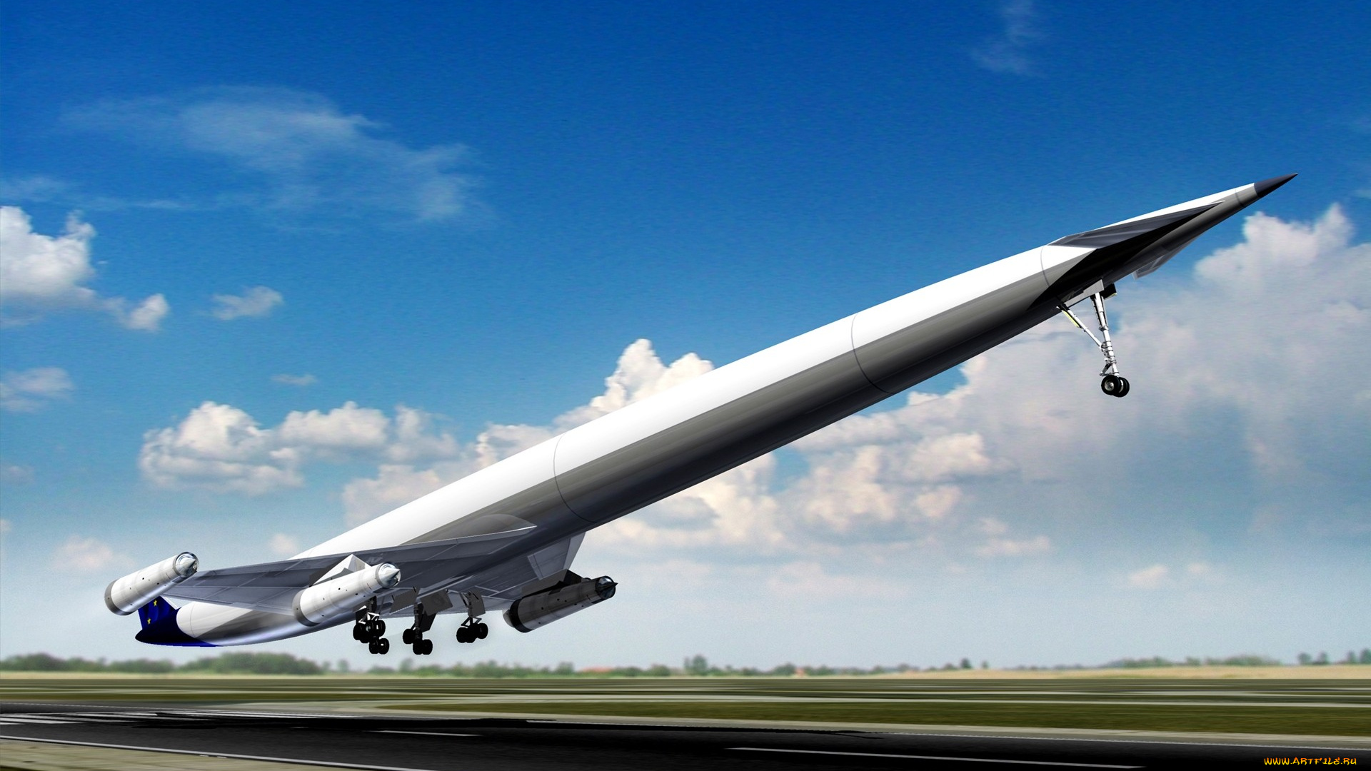 авиация, 3д, рисованые, graphic, самолет, взлет, полоса