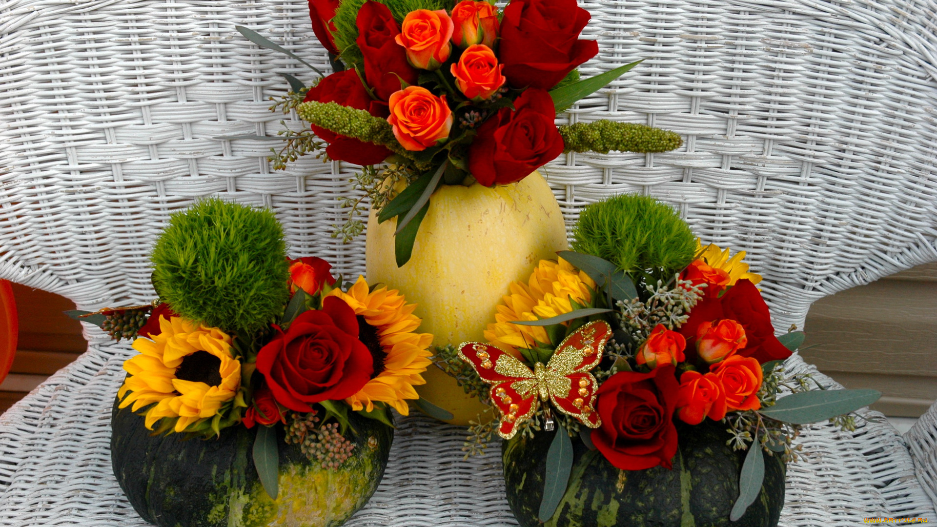 цветы, букеты, композиции, тыквы, букетики