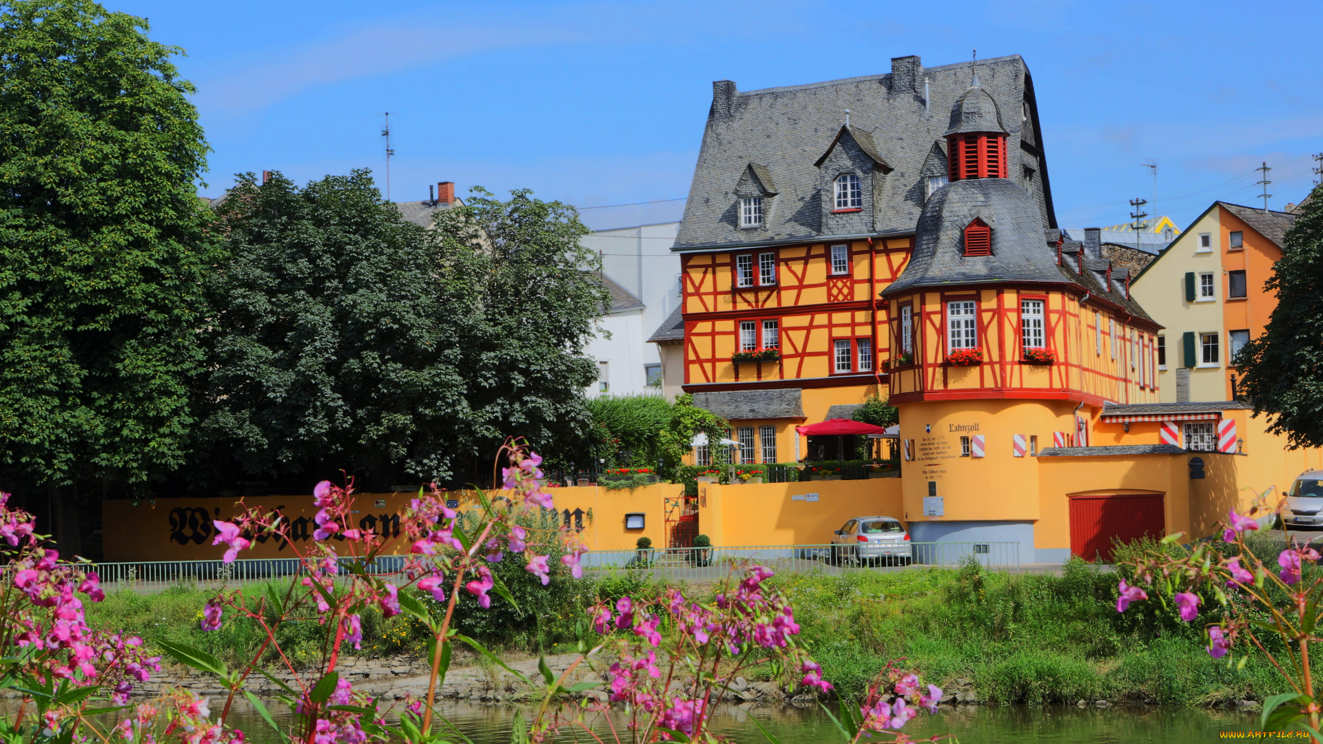 германия, ланштайн, города, здания, дома