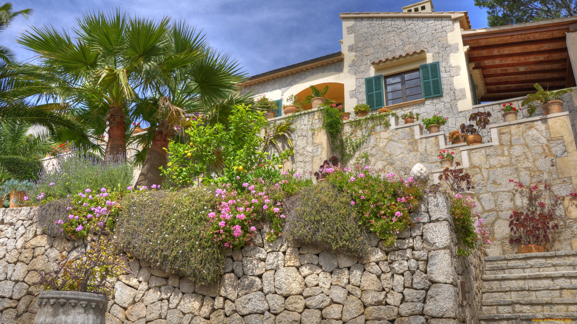 испания, балеарские, ва, польенса, города, здания, дома, о-ва