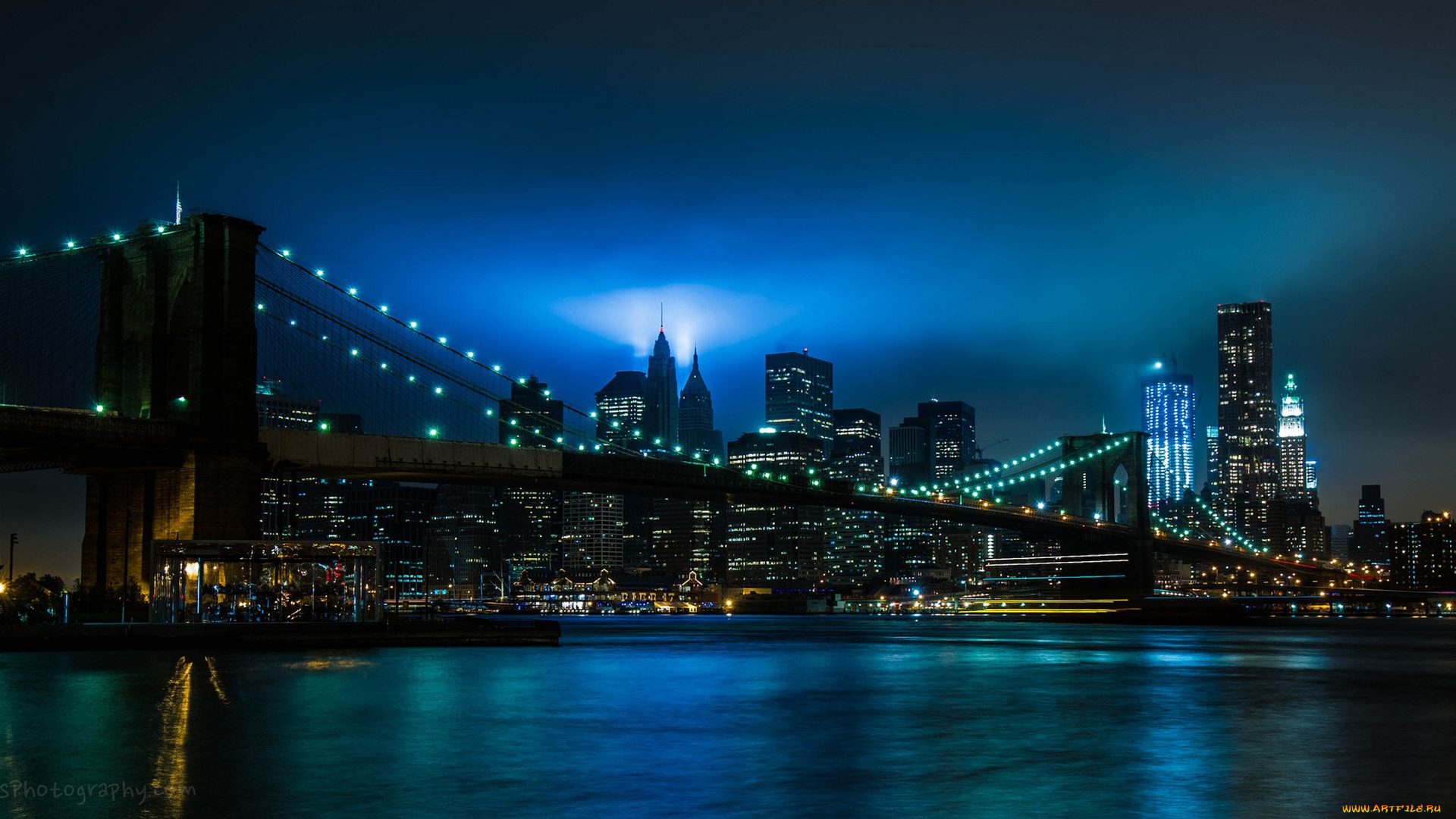 new, york, city, города, нью, йорк, сша, манхэттен, manhattan, ночной, город, бруклинский, мост, brooklyn, bridge