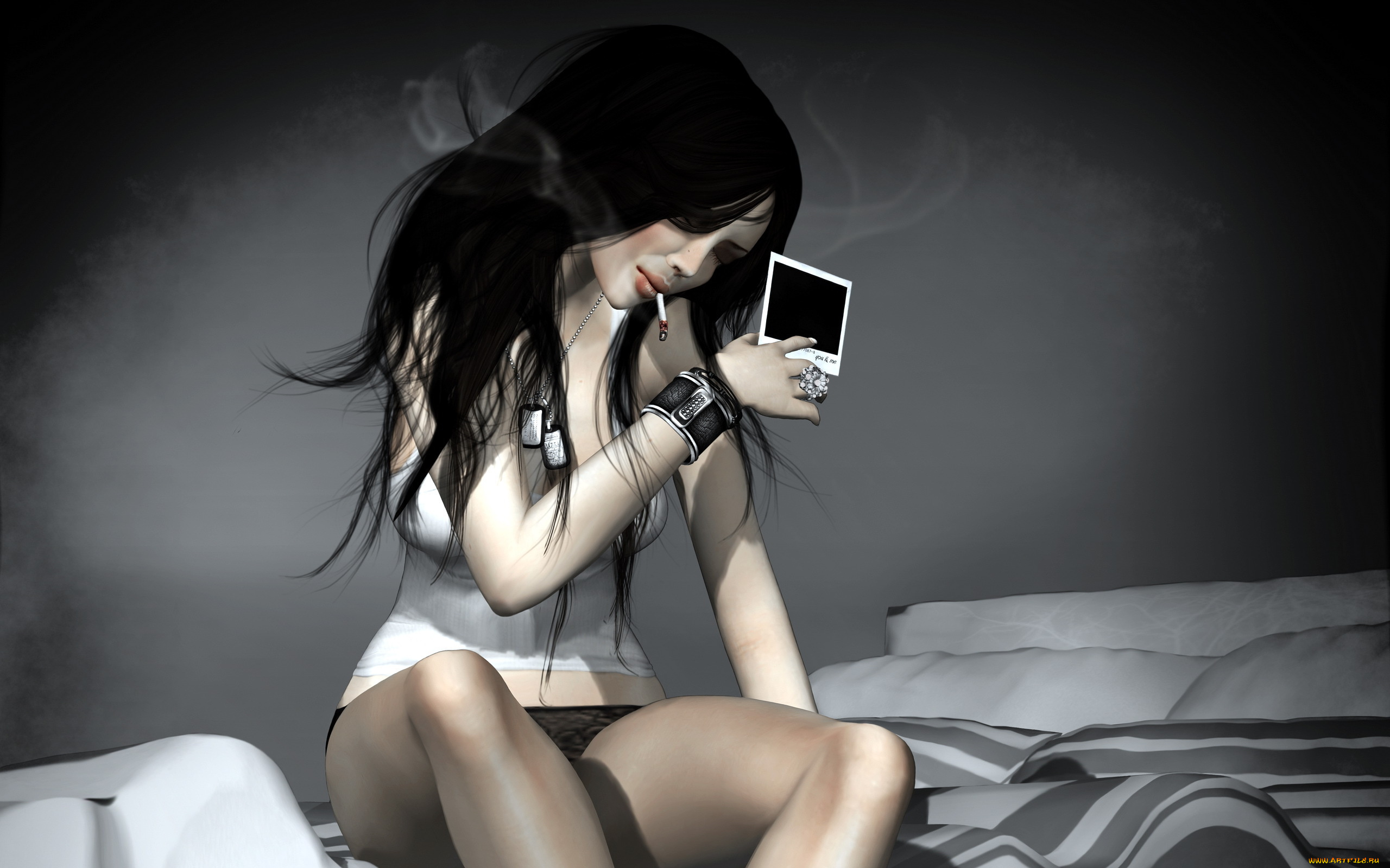 3д, графика, people, люди, девушка, сигарета